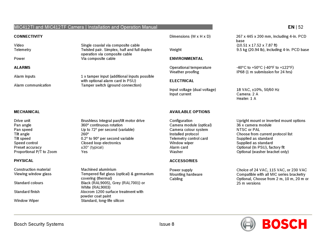 Bosch Appliances MIC412 operation manual Connectivity 