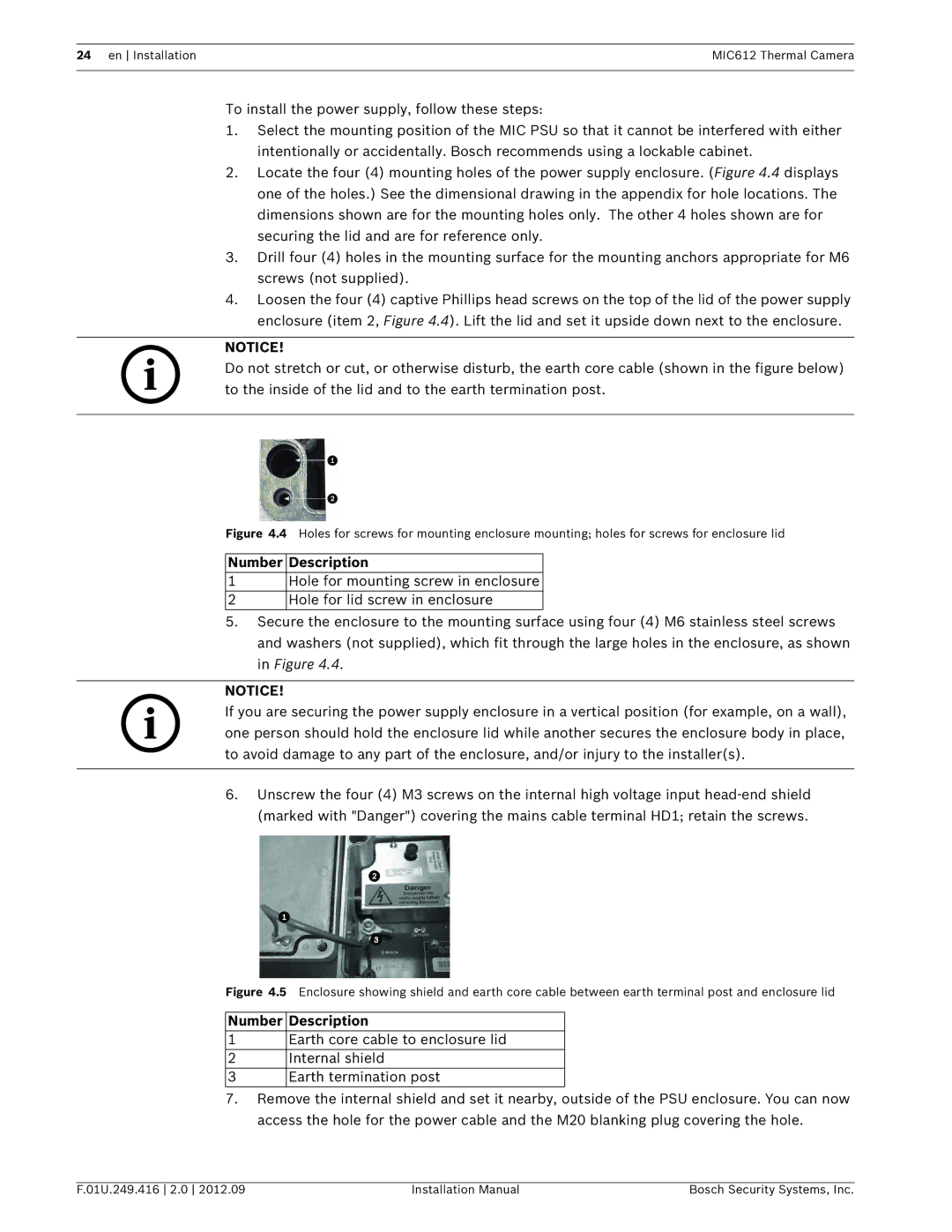 Bosch Appliances MIC612 installation manual Number Description 