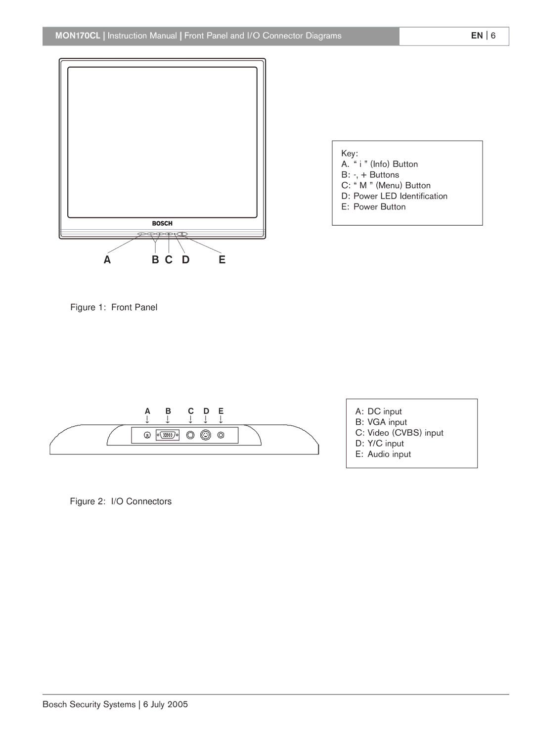 Bosch Appliances MON170CL instruction manual C D E 