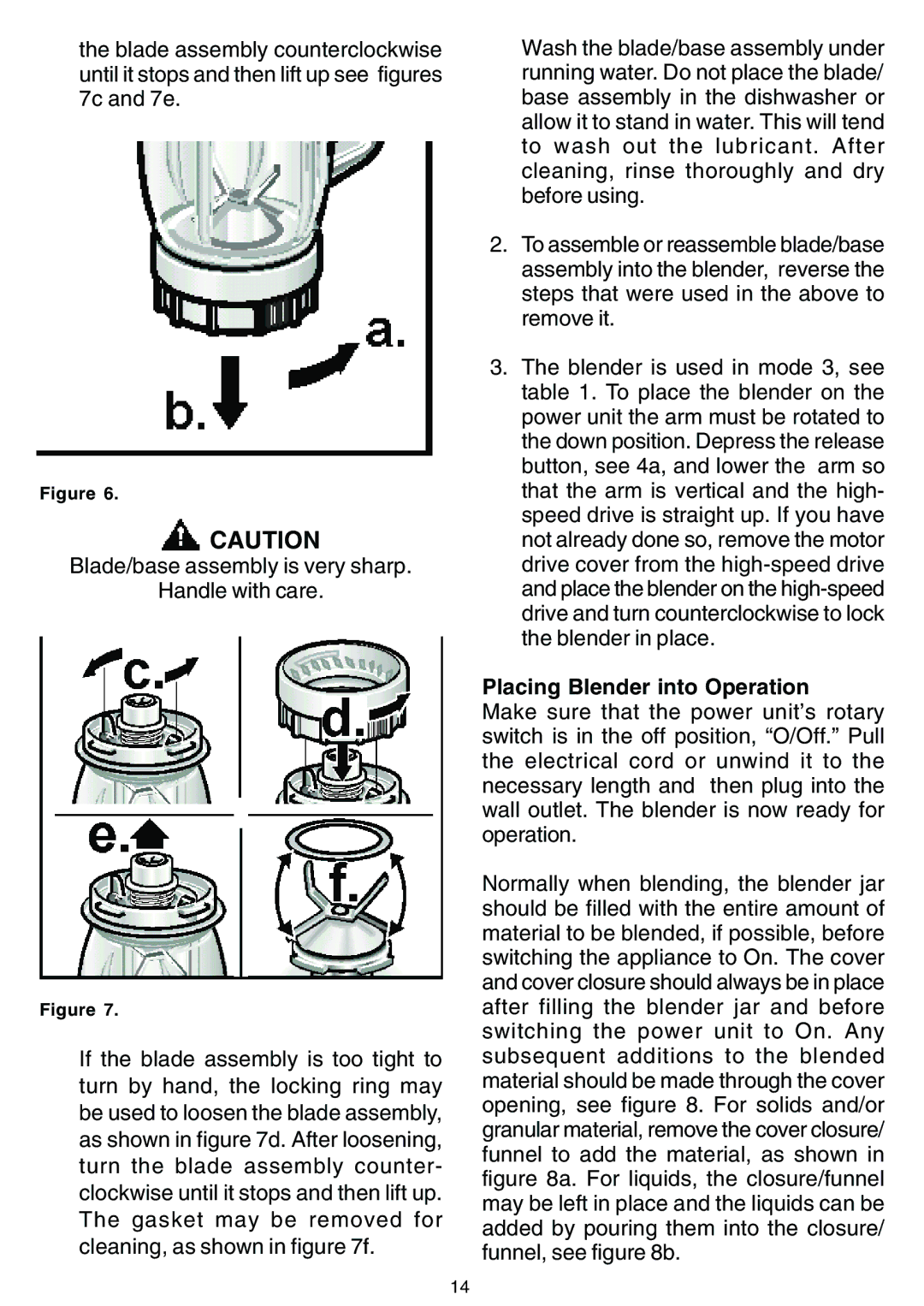 Bosch Appliances MUM 4420 UC, MUM 4635 UC, MUM 4620 UC owner manual Placing Blender into Operation 