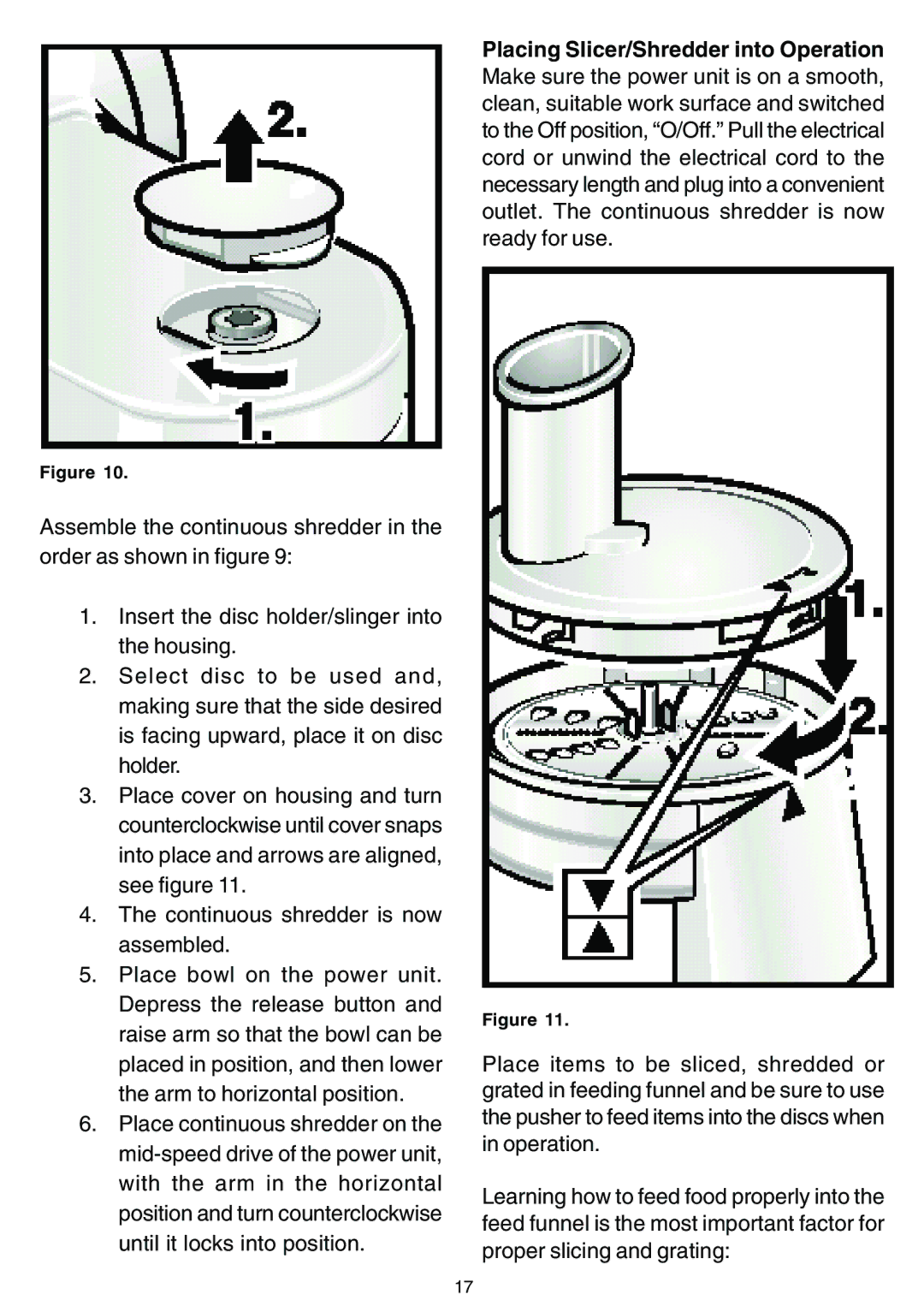 Bosch Appliances MUM 4420 UC, MUM 4635 UC, MUM 4620 UC owner manual Placing Slicer/Shredder into Operation 