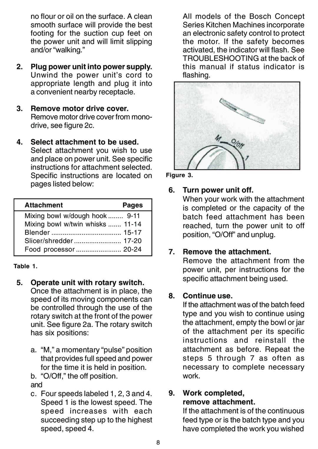 Bosch Appliances MUM 7000 UC owner manual Turn power unit off, Work completed, remove attachment 