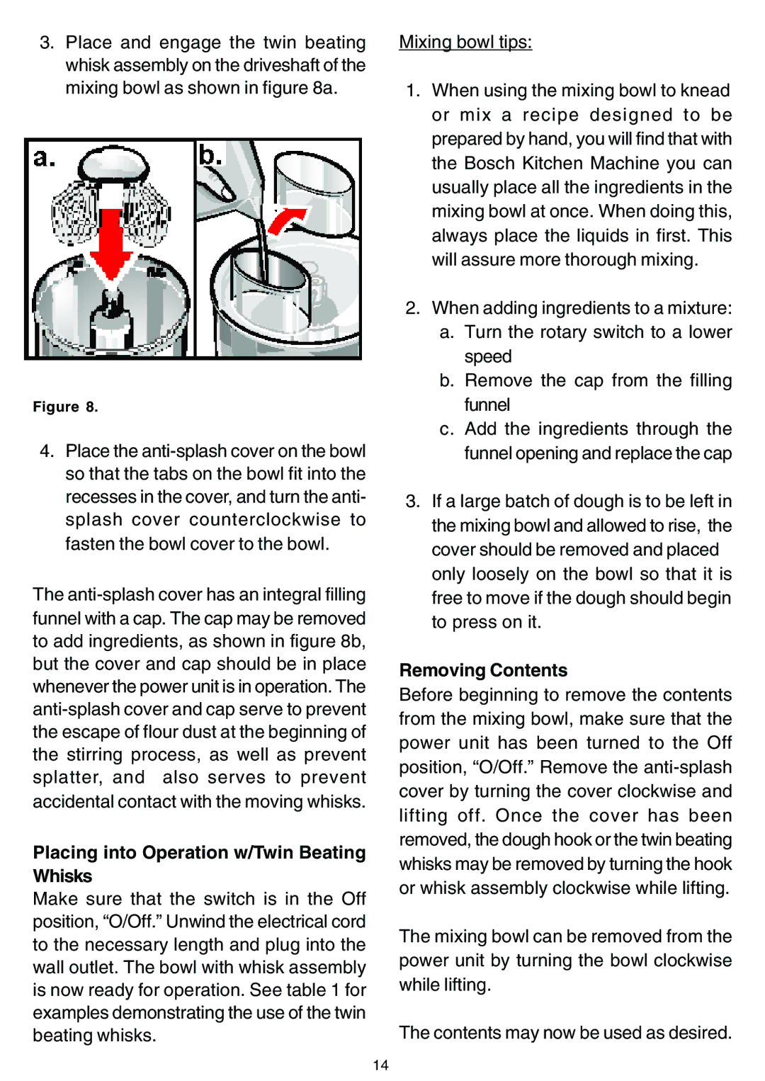 Bosch Appliances MUM 7400 UC owner manual Placing into Operation w/Twin Beating Whisks, Removing Contents 