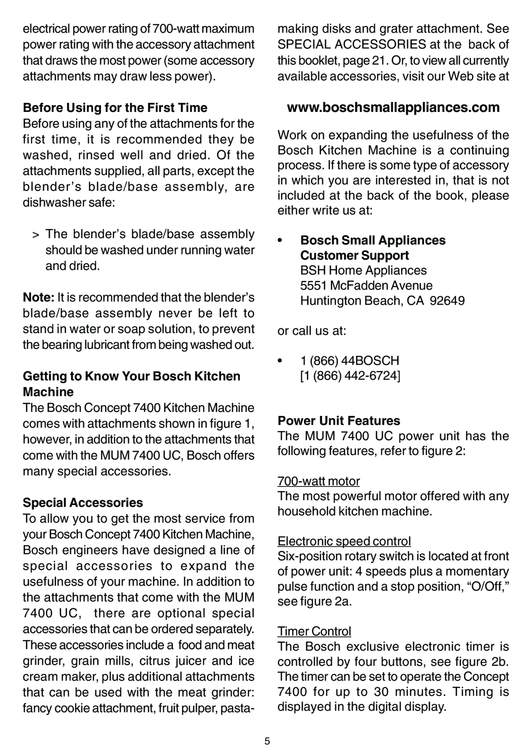 Bosch Appliances MUM 7400 UC owner manual Before Using for the First Time, Getting to Know Your Bosch Kitchen Machine 