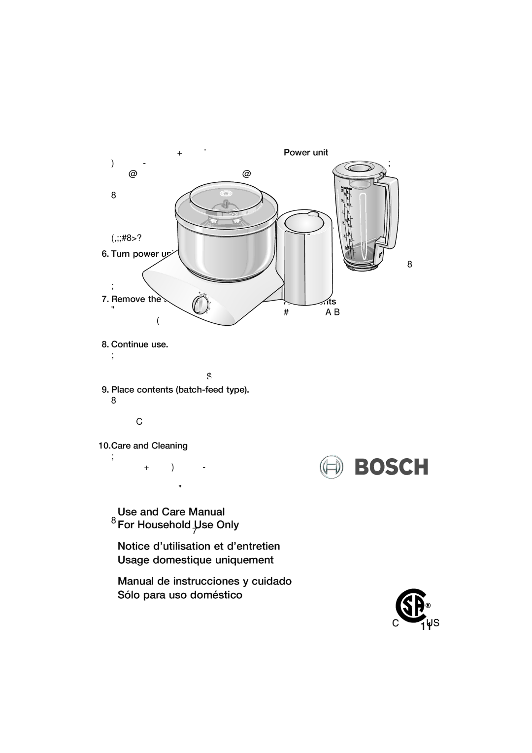 Bosch Appliances MUM6N10UC, MUM6N11UC manual 