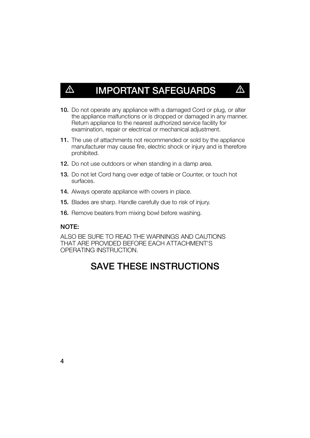 Bosch Appliances MUM6N11UC, MUM6N10UC manual Important Safeguards 