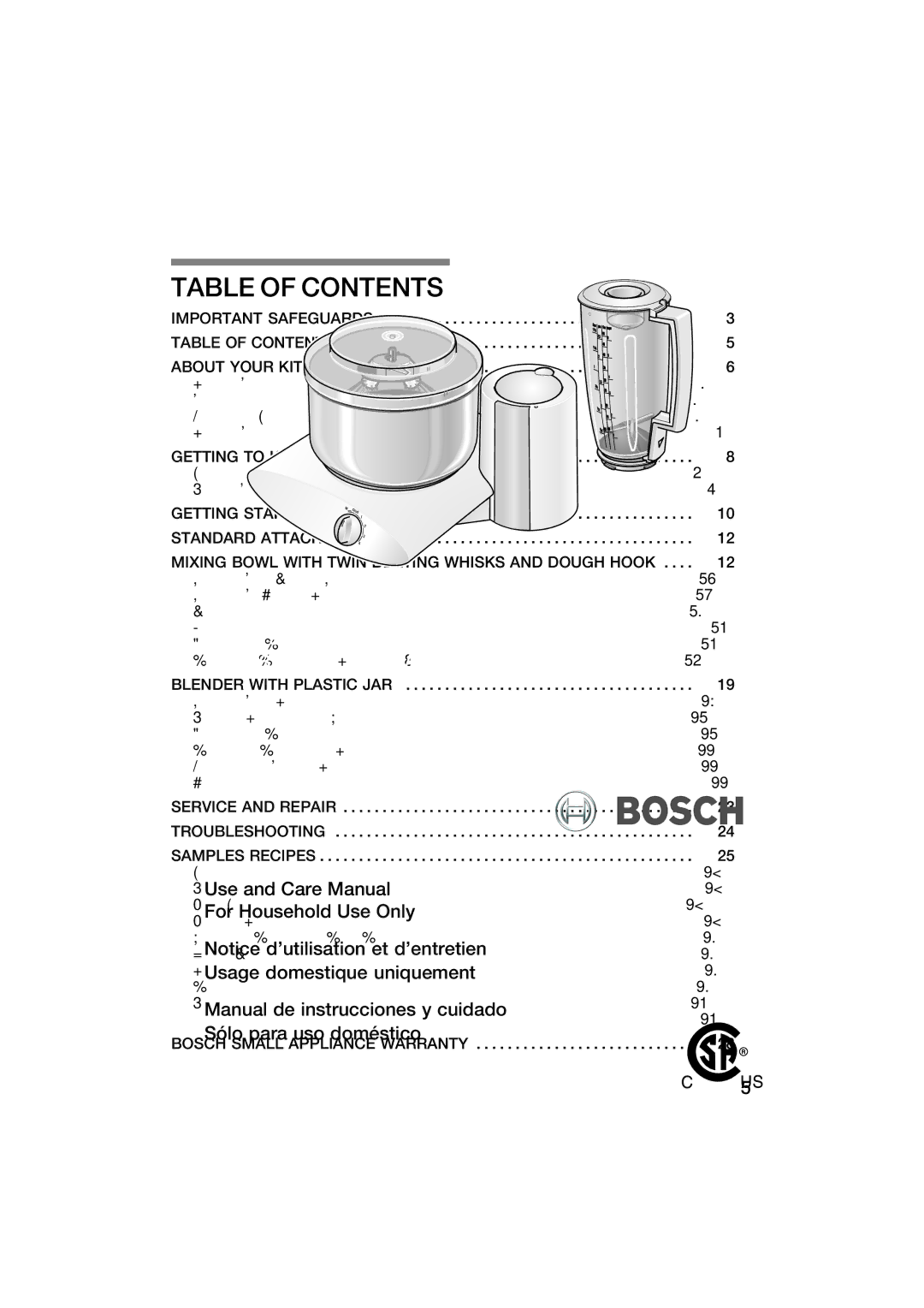 Bosch Appliances MUM6N10UC, MUM6N11UC manual 