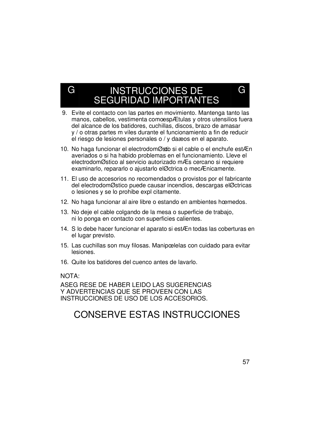 Bosch Appliances MUM6N10UC, MUM6N11UC manual Conserve Estas Instrucciones 