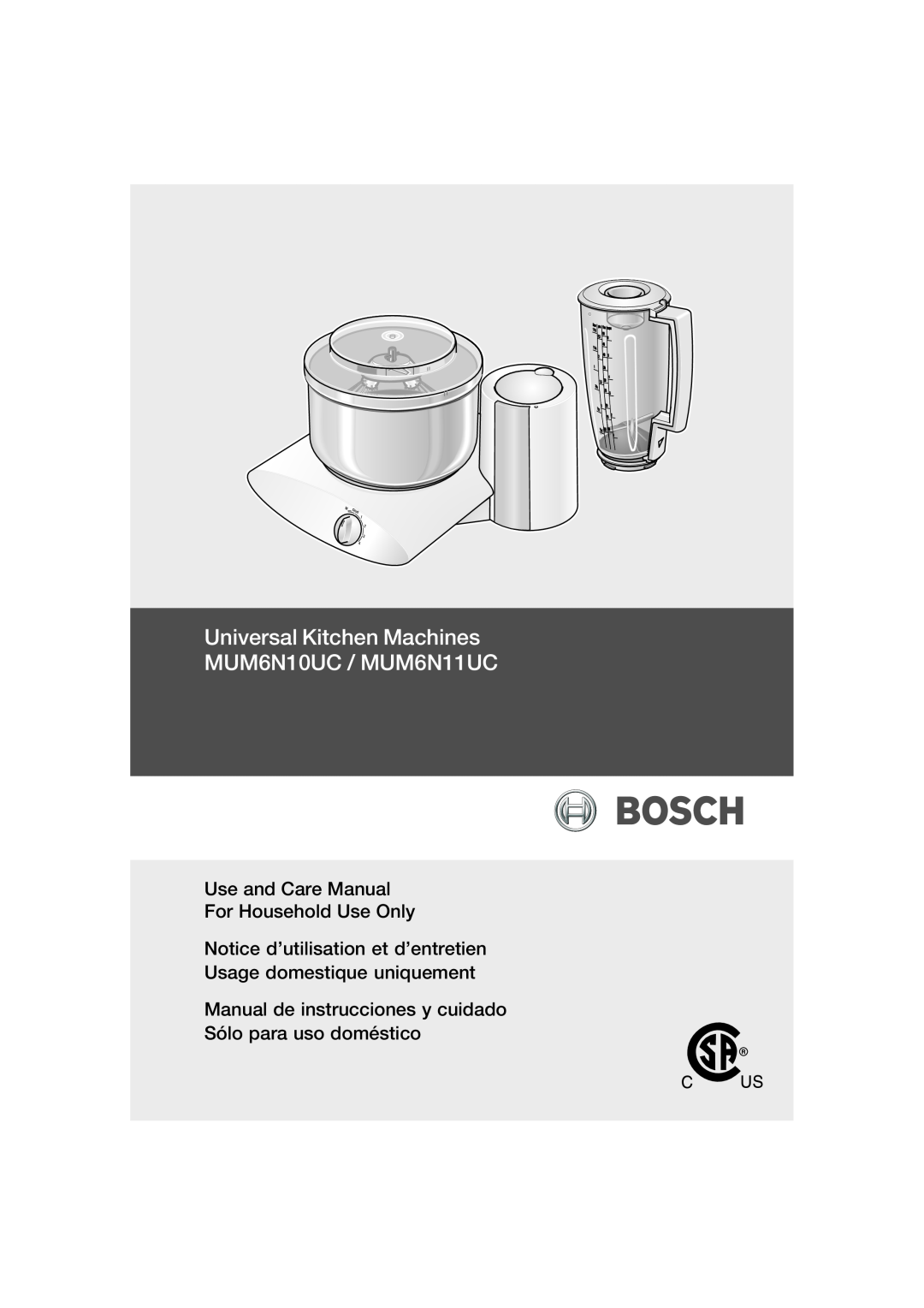 Bosch Appliances MUM6N10UC, MUM6N11UC manual 