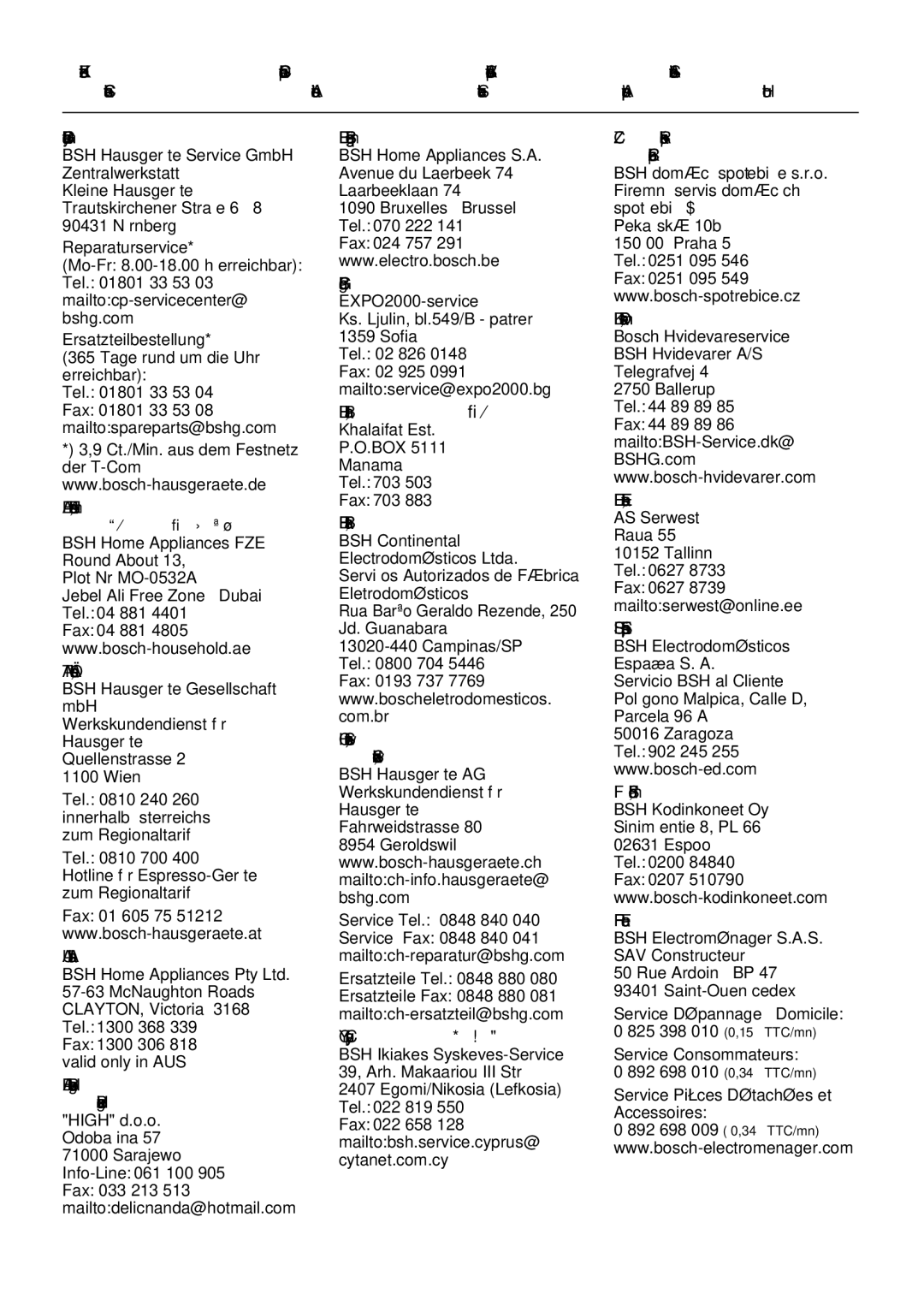 Bosch Appliances MUM8 operating instructions AU Australia 