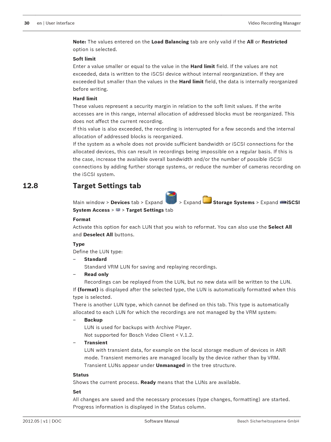 Bosch Appliances MVM-BVRM software manual Target Settings tab 