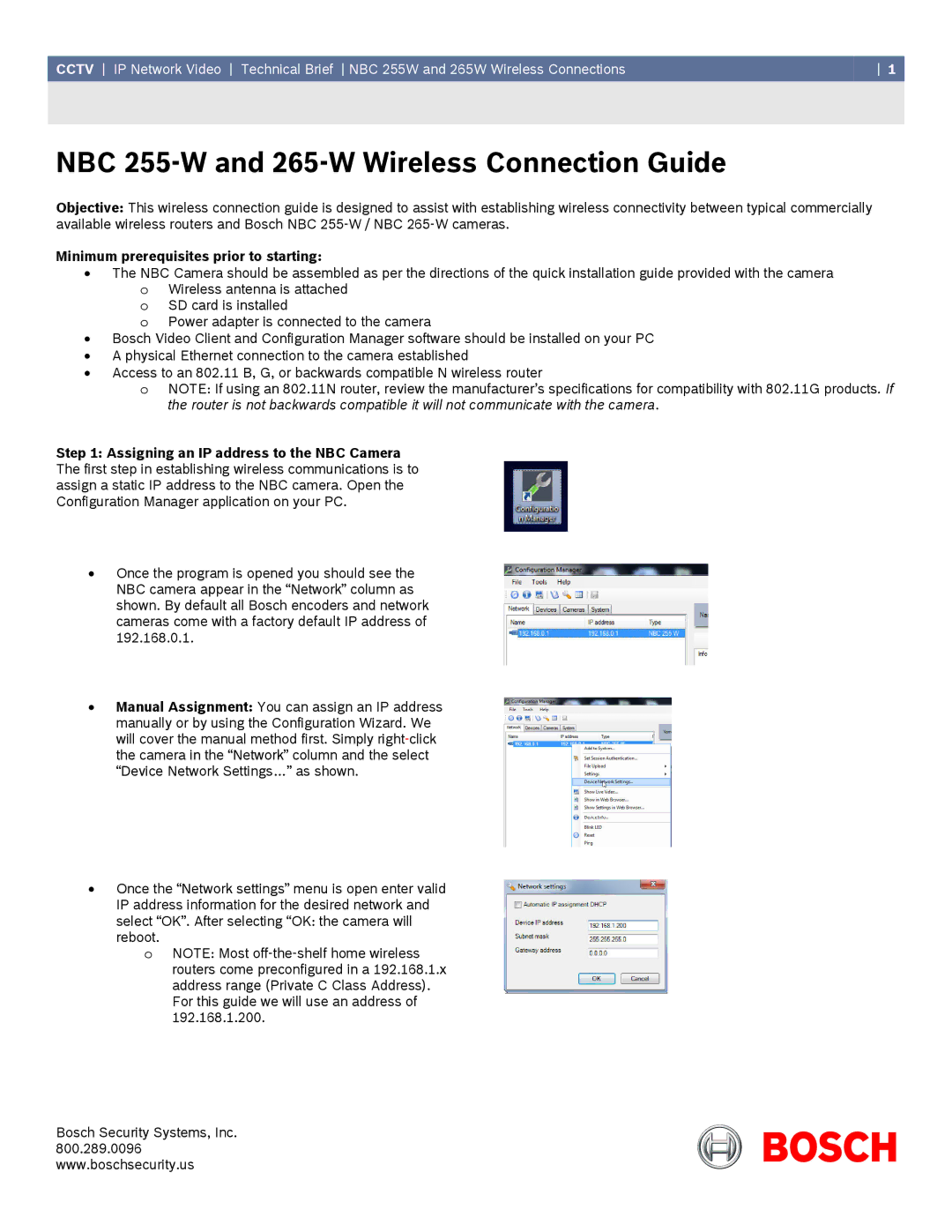 Bosch Appliances 255-w specifications NBC 255-W and 265-W Wireless Connection Guide 