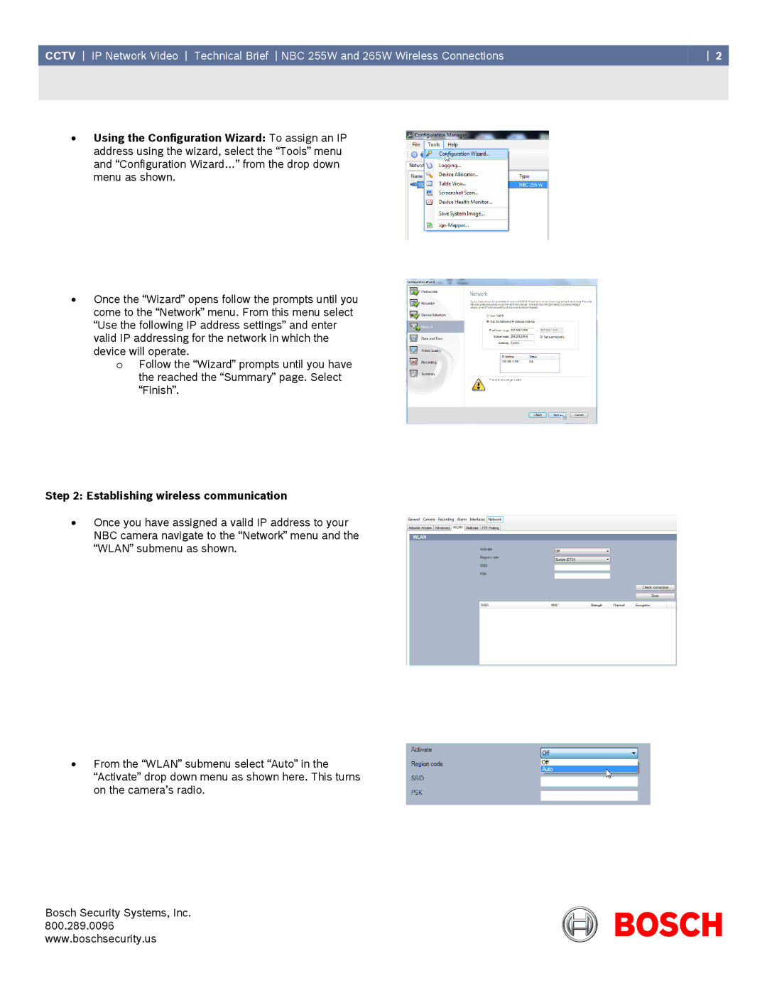 Bosch Appliances NBC, 255-w specifications Establishing wireless communication 