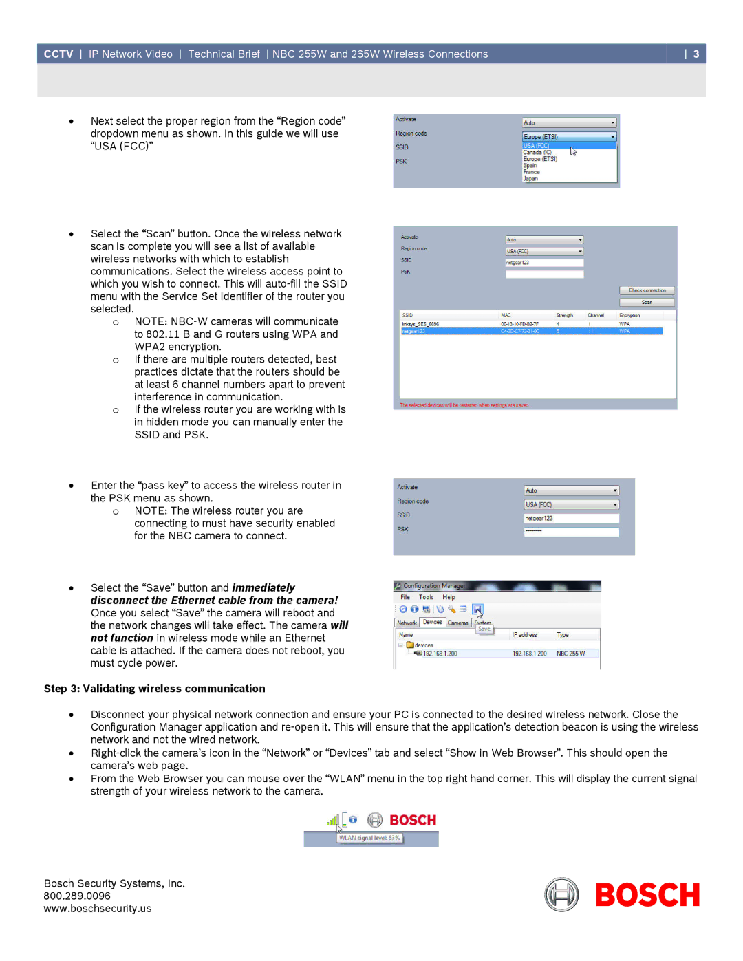 Bosch Appliances 255-w, NBC specifications Validating wireless communication 