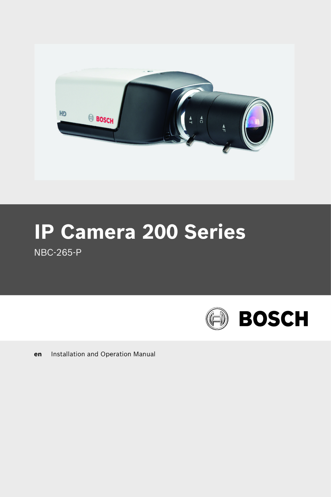 Bosch Appliances NBC-265-P operation manual IP Camera 200 Series 