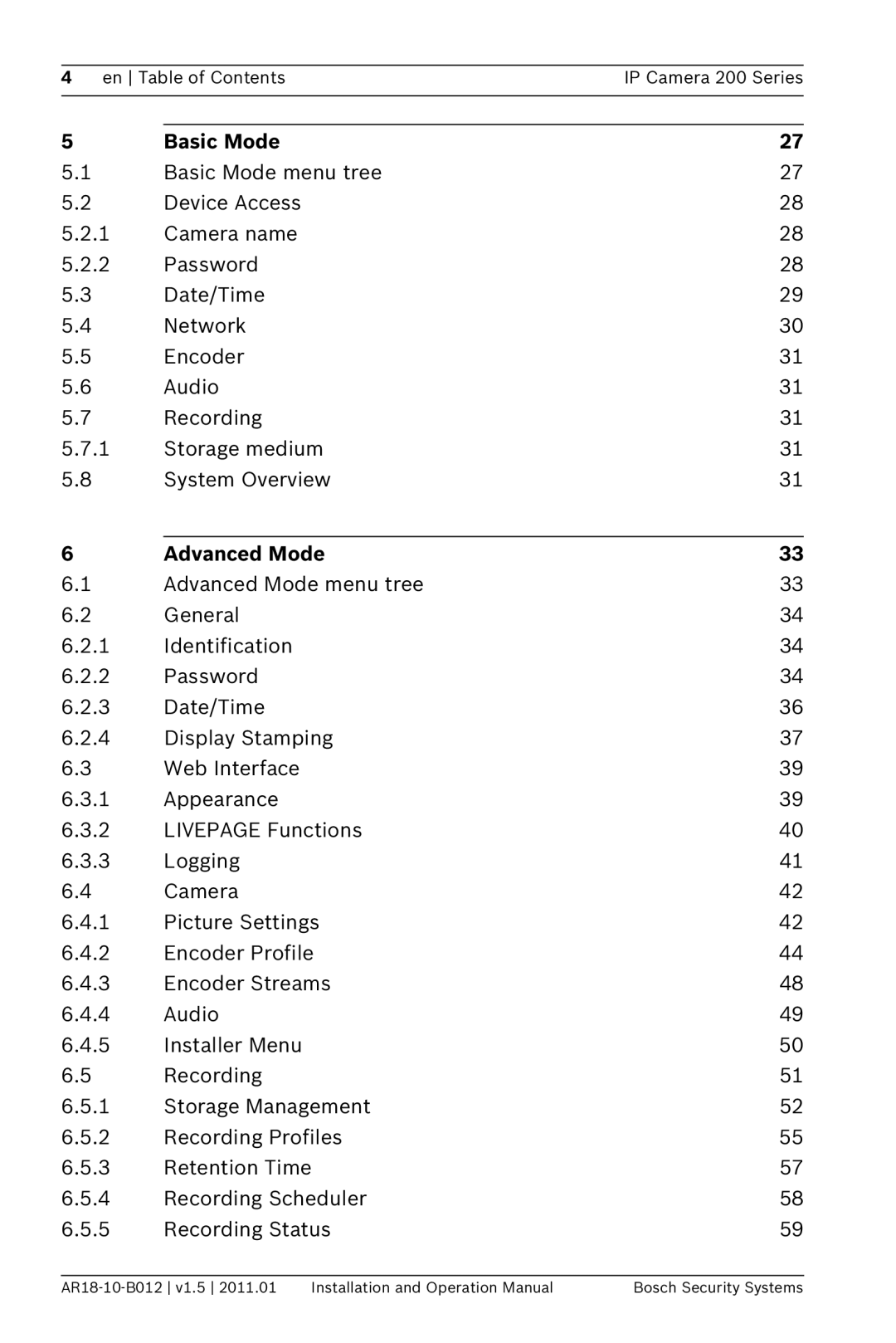 Bosch Appliances NBC-265-P operation manual Basic Mode, Advanced Mode 