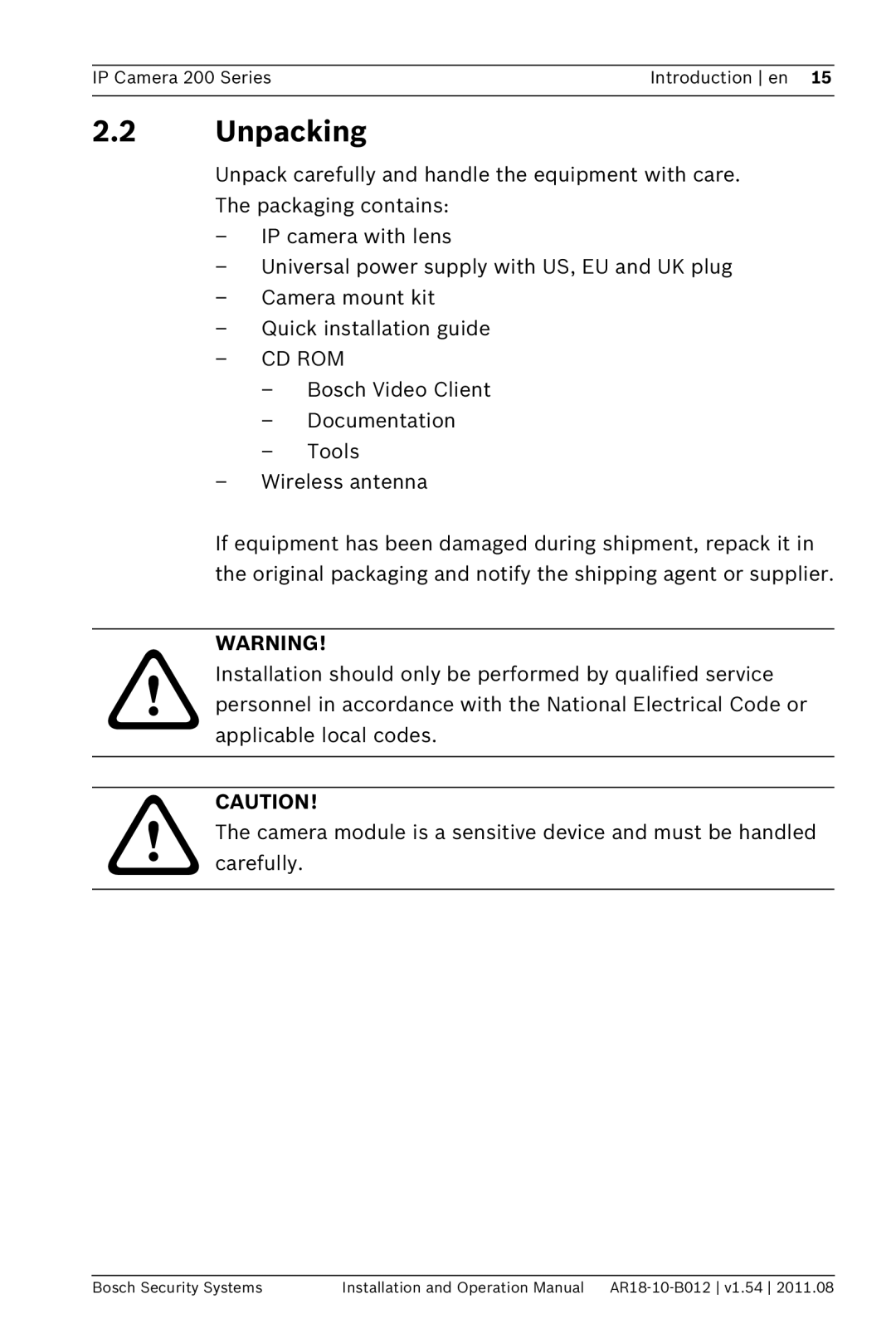 Bosch Appliances NBC-265-W operation manual Unpacking, Cd Rom 