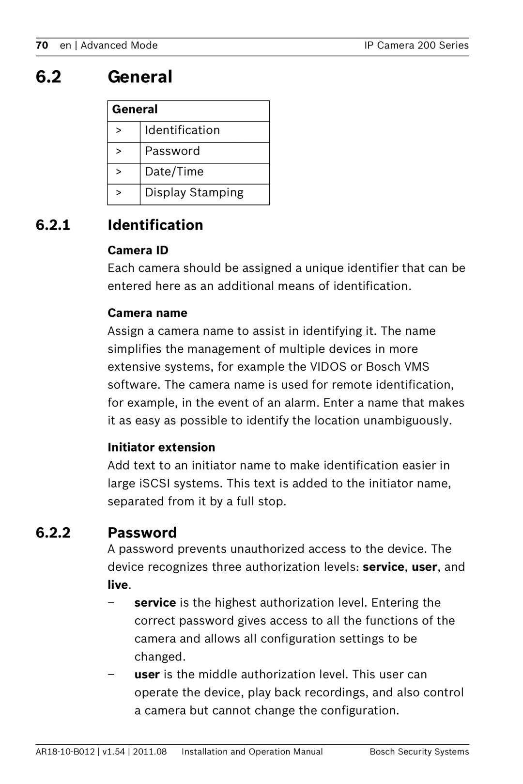 Bosch Appliances NBC-265-W operation manual General, Identification 