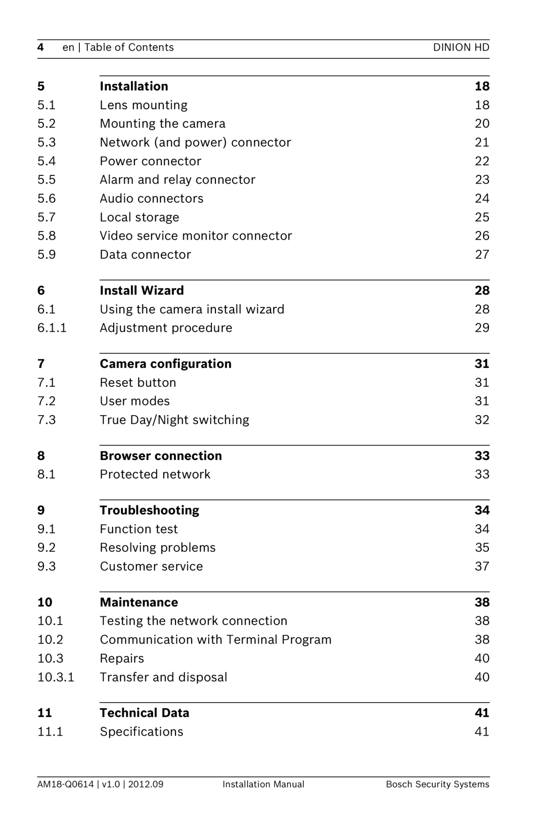 Bosch Appliances NBN-733 Installation, Install Wizard, Camera configuration, Browser connection, Troubleshooting 