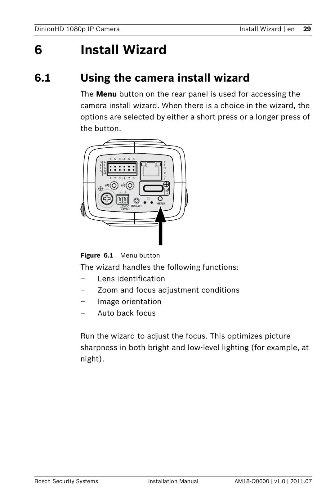 Bosch Appliances NBN-832 installation manual Install Wizard, Using the camera install wizard 