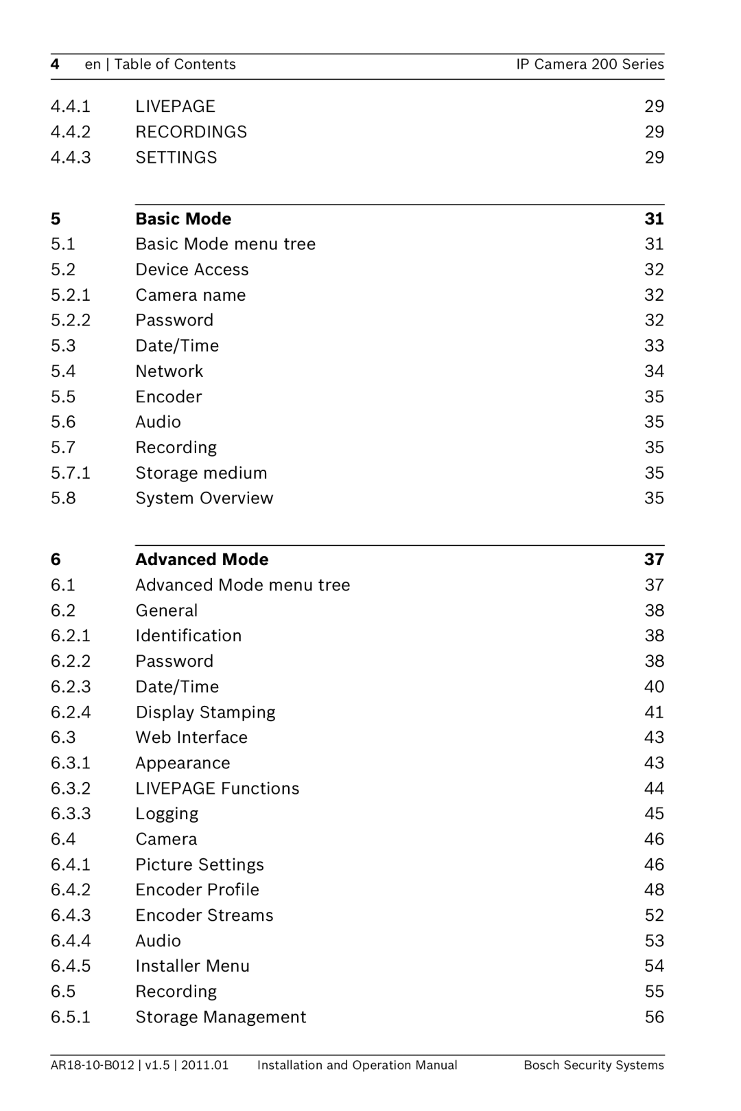 Bosch Appliances NDC-265-P operation manual Basic Mode, Advanced Mode 