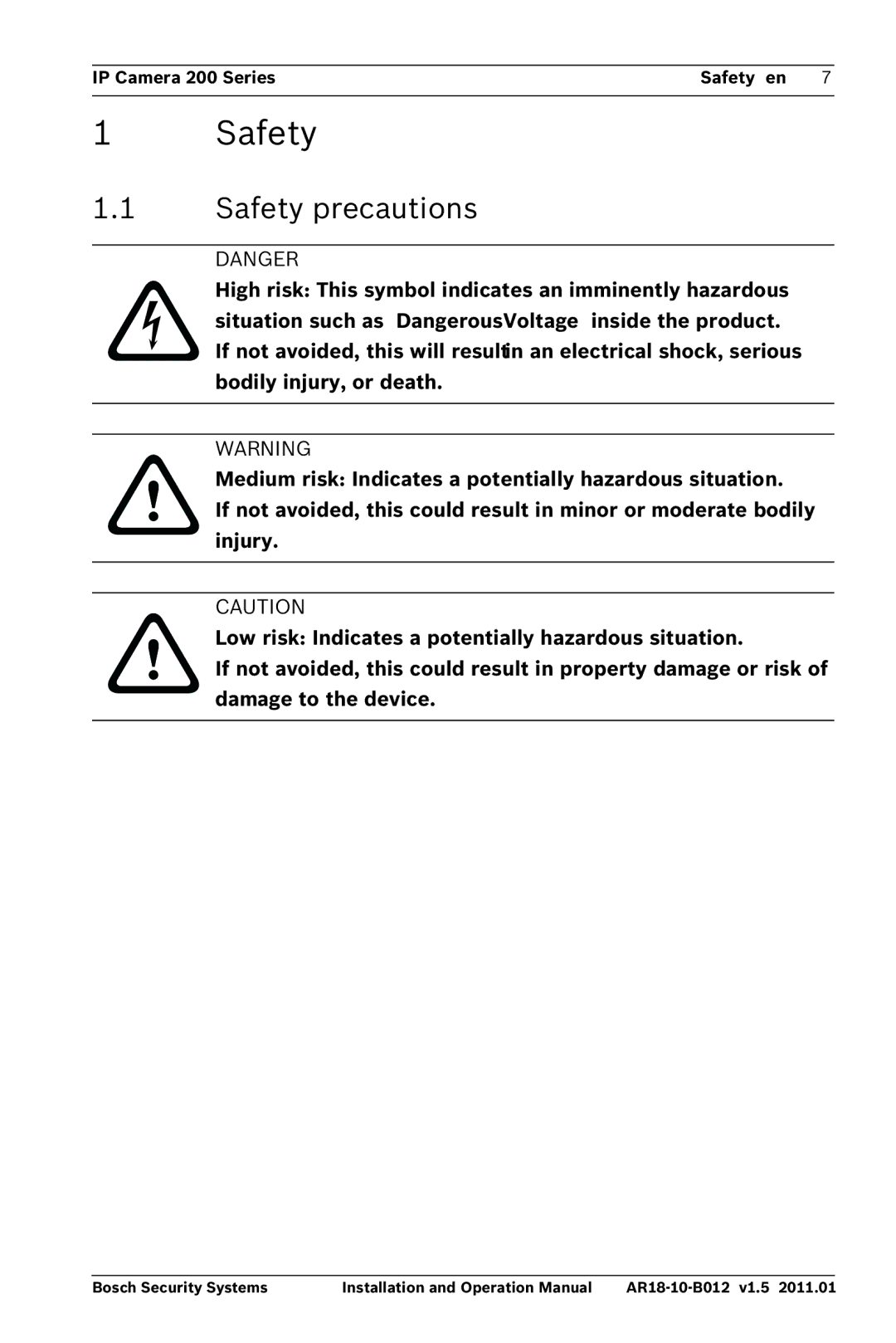 Bosch Appliances NDC-265-P operation manual Safety precautions 