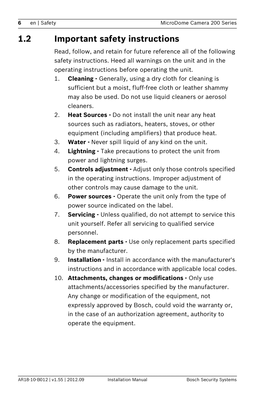 Bosch Appliances NDC-284-PT, NDC-274-PT, NDC-274-PM installation manual Important safety instructions 