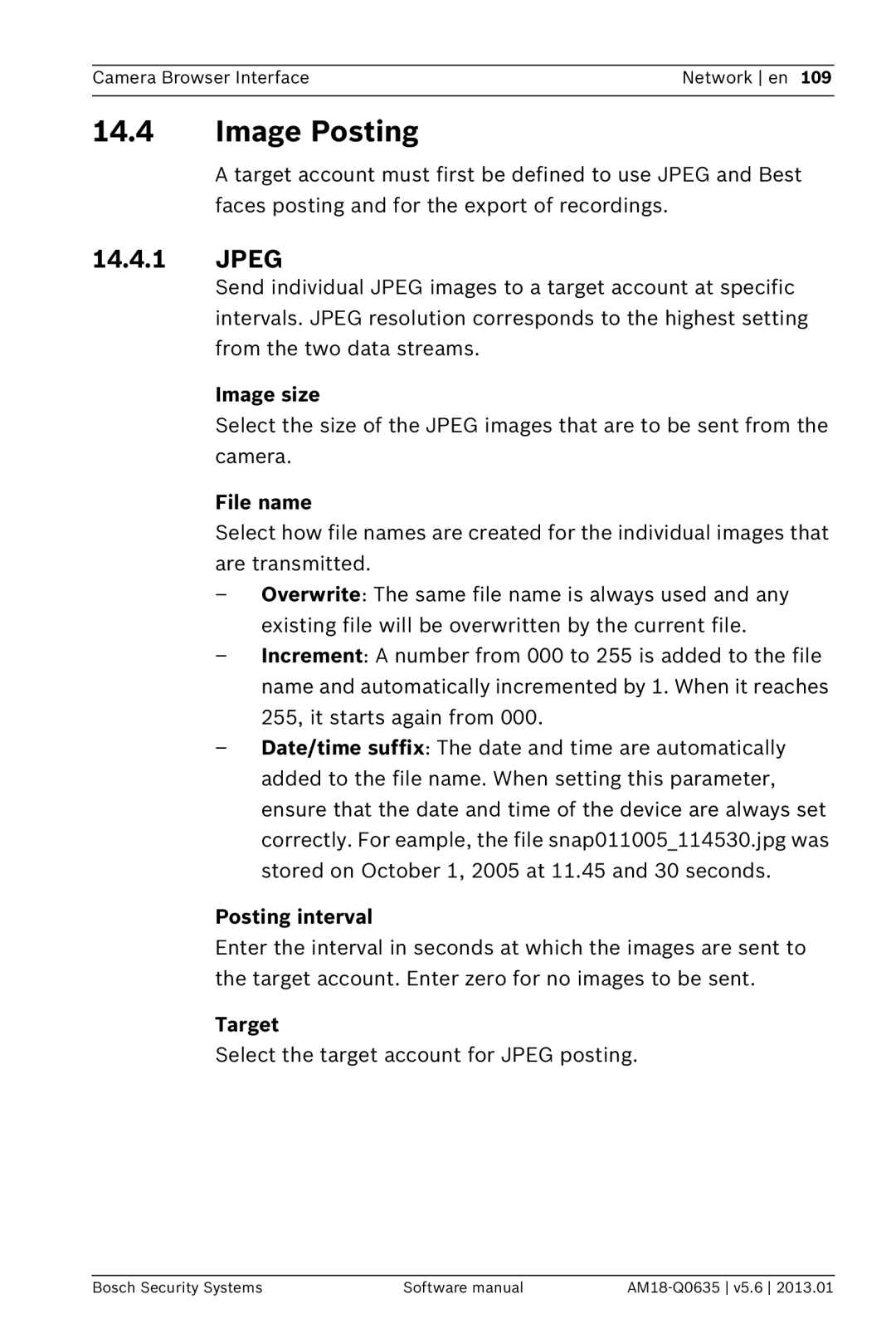 Bosch Appliances NDN-733, NBN-733 software manual Image Posting, Jpeg 