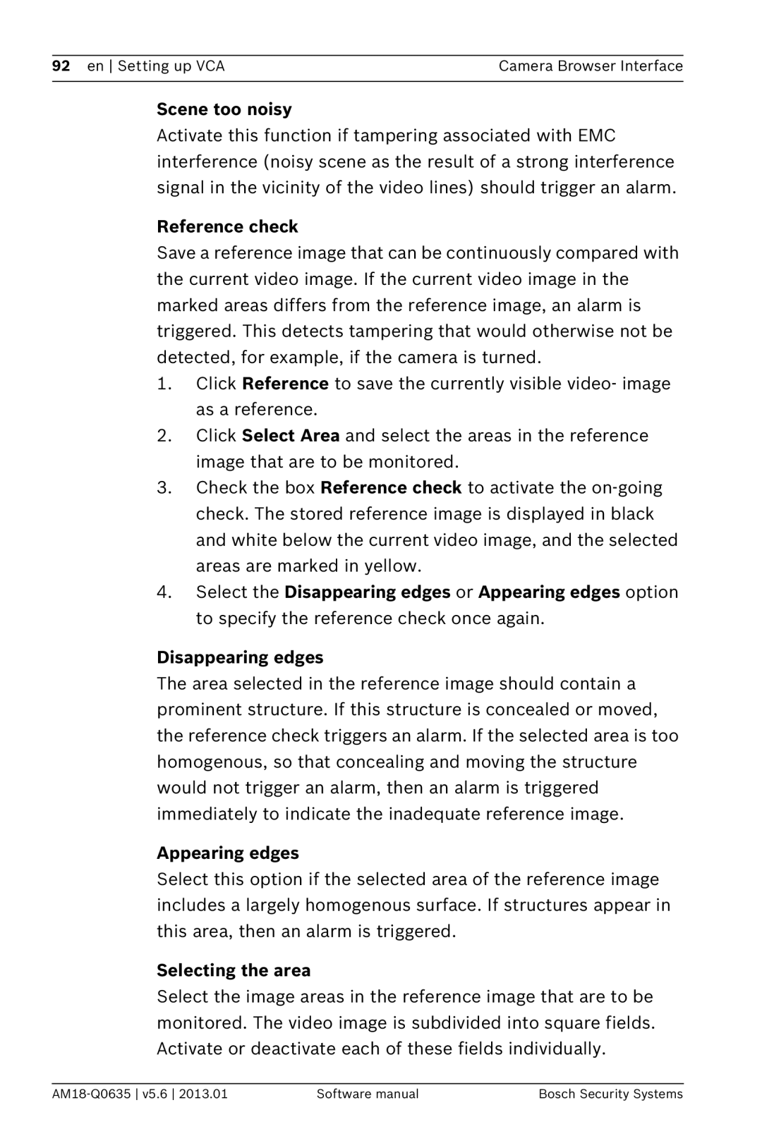 Bosch Appliances NBN-733, NDN-733 software manual Scene too noisy, Reference check, Appearing edges 