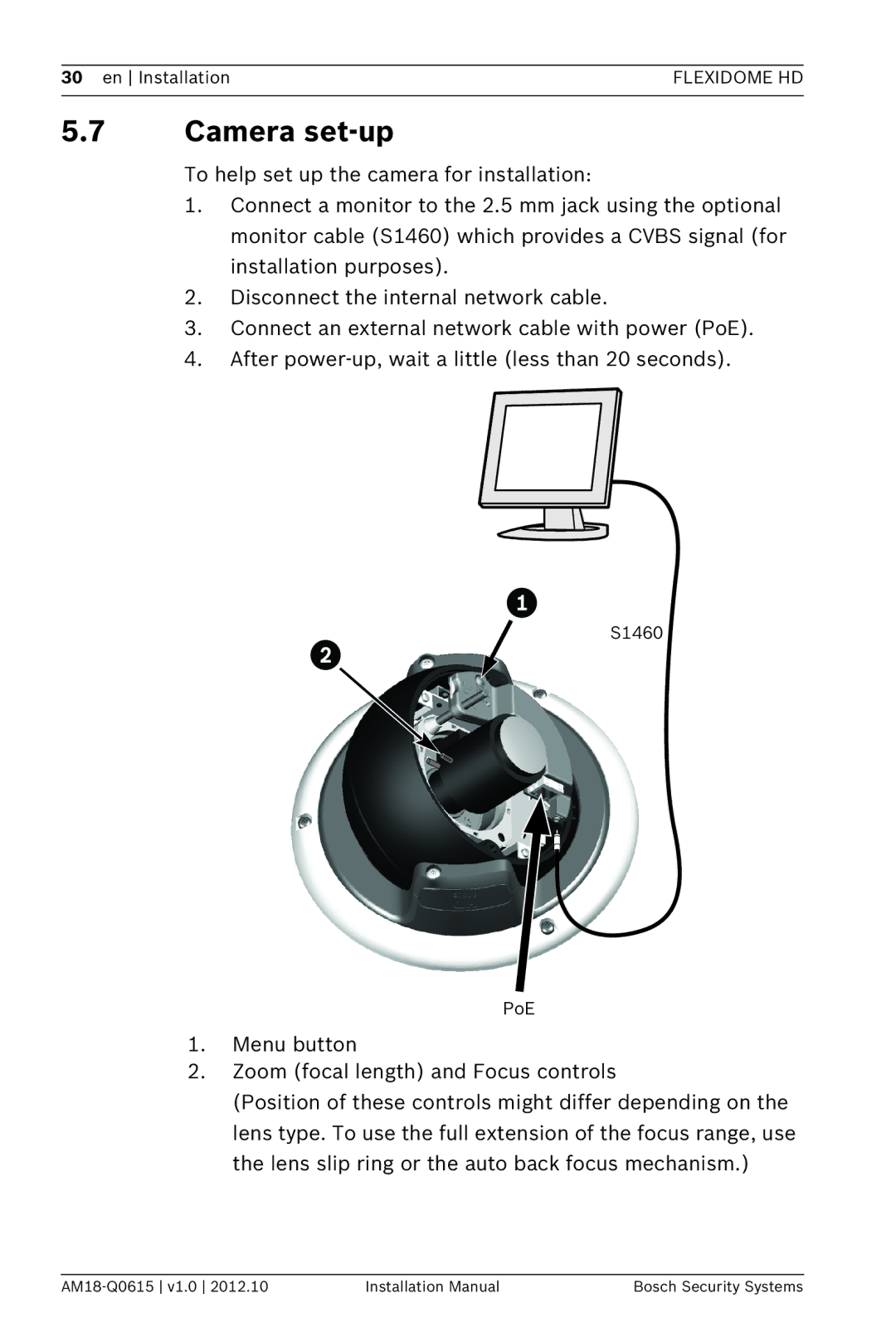 Bosch Appliances NDN-733 installation manual Camera set-up 