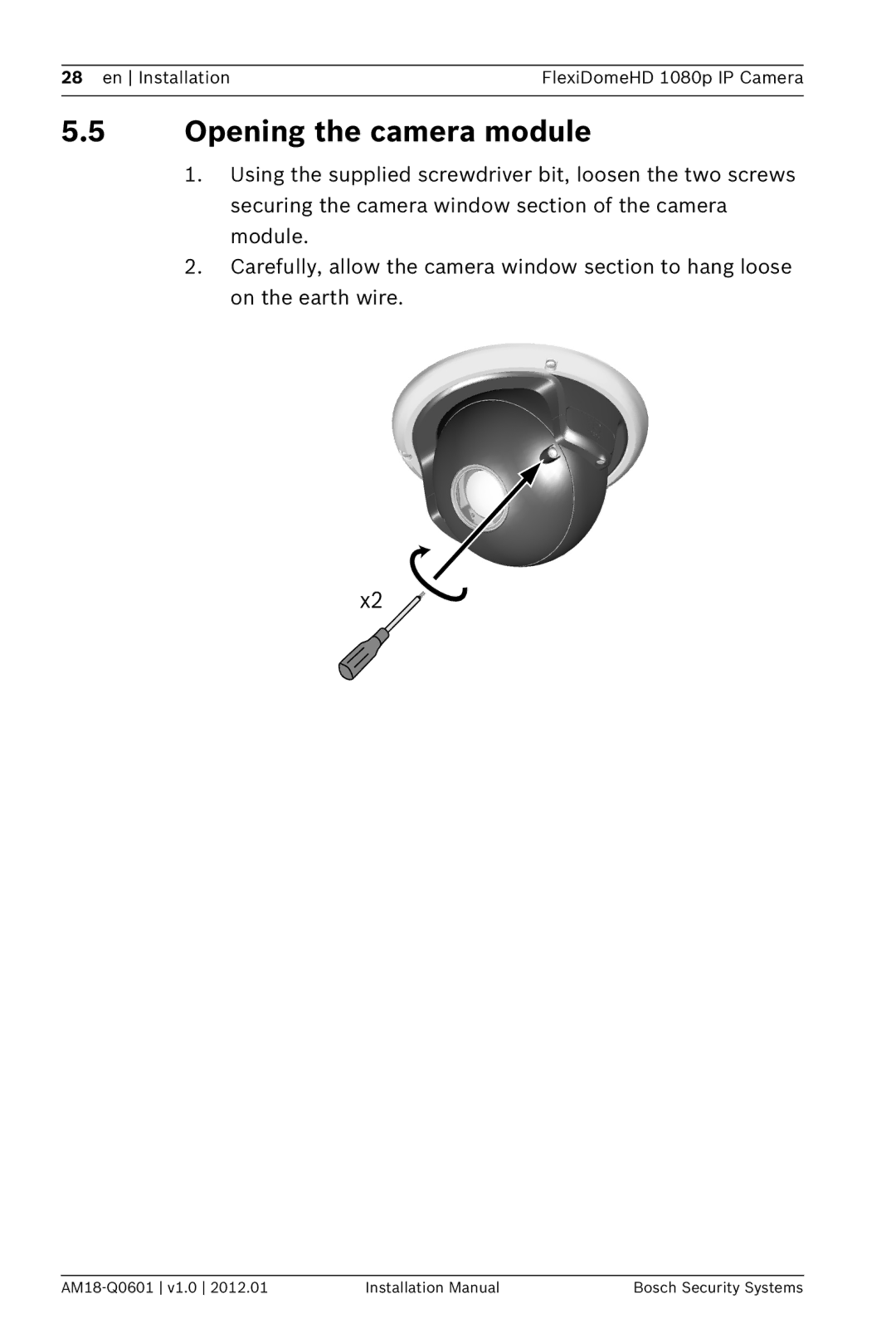 Bosch Appliances NDN-832 installation manual Opening the camera module 