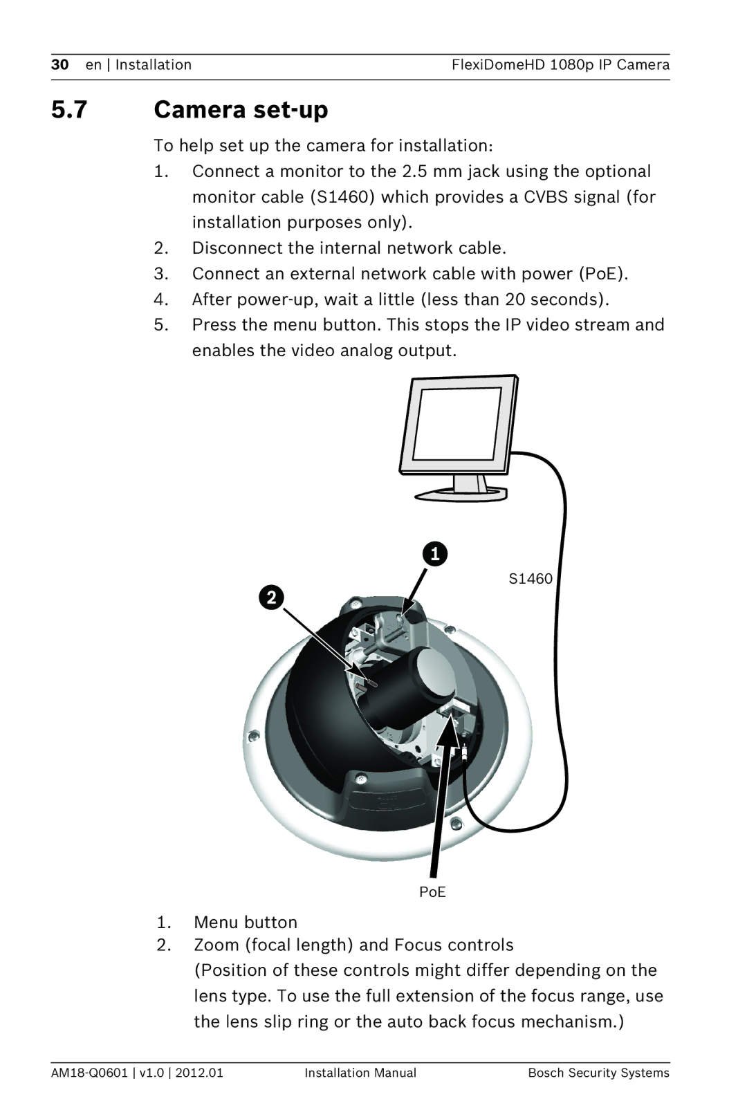 Bosch Appliances NDN-832 installation manual Camera set-up 