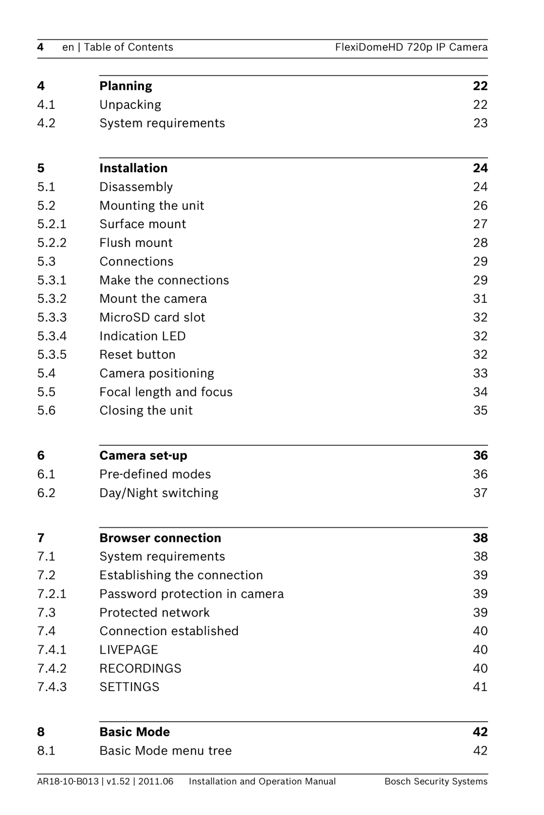 Bosch Appliances NDN-921 operation manual Planning, Installation, Camera set-up, Browser connection, Basic Mode 