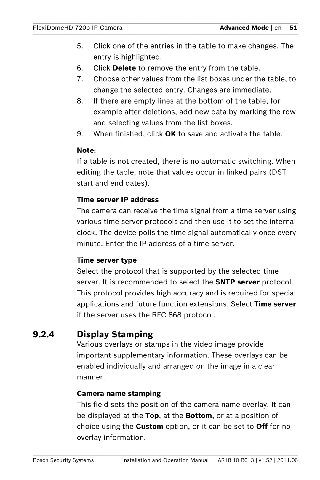 Bosch Appliances NDN-921 operation manual Display Stamping, Camera name stamping 