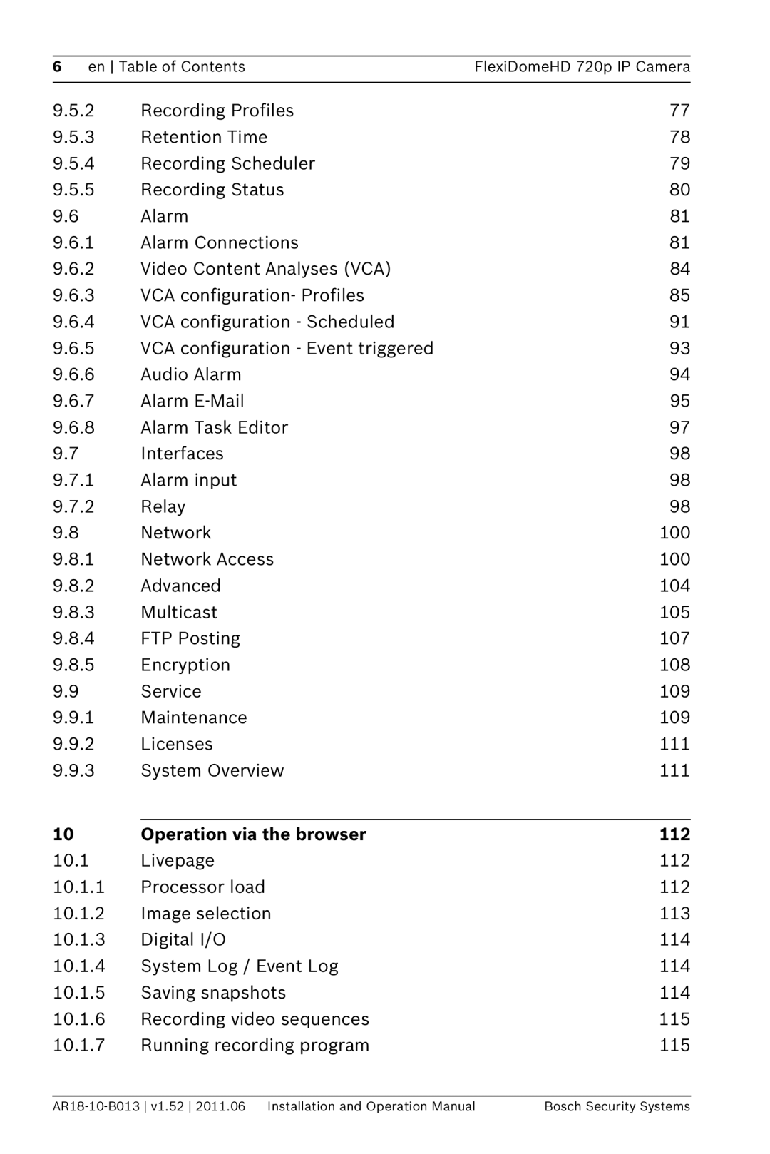 Bosch Appliances NDN-921 operation manual Operation via the browser 112 