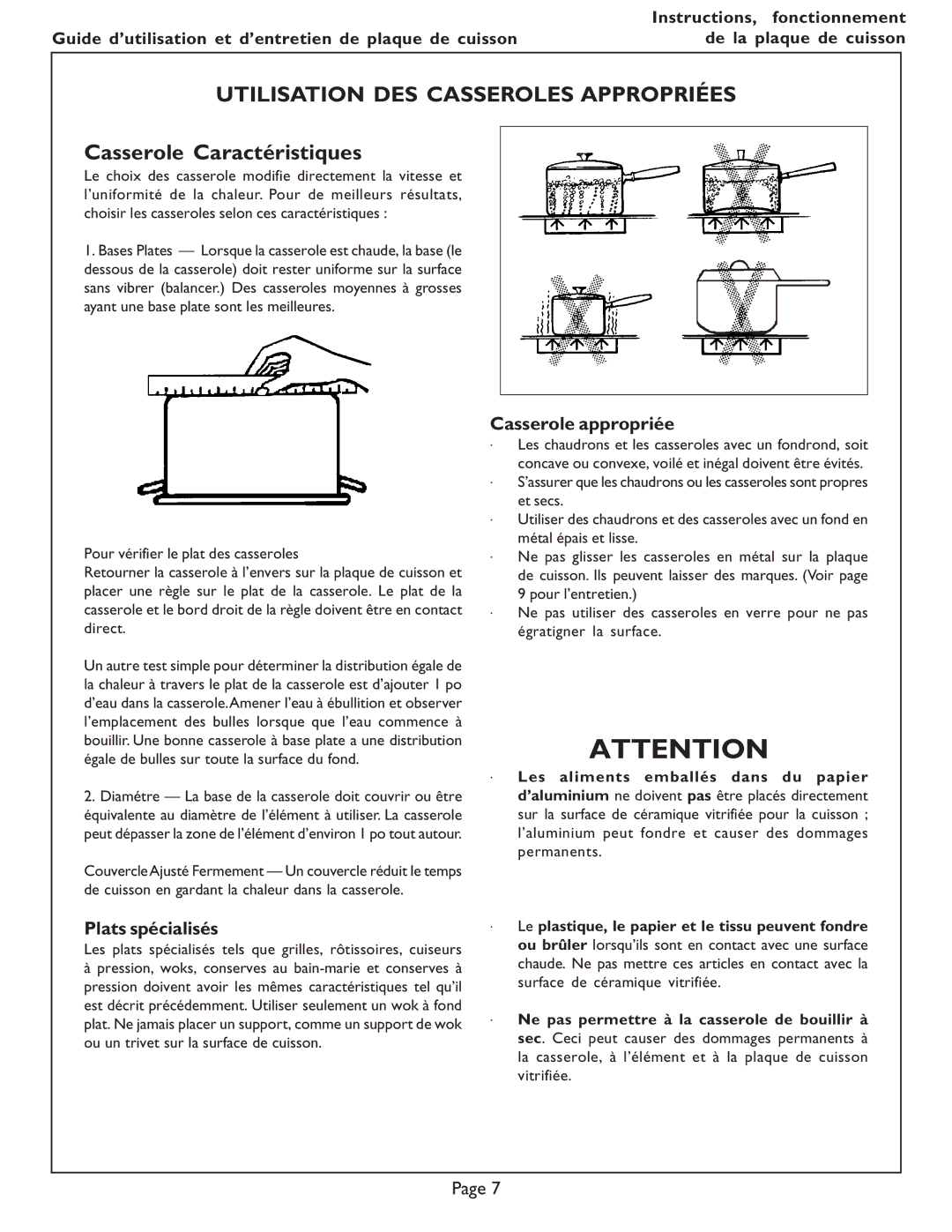 Bosch Appliances NES 730 UC, NES 930 UC manual Plats spécialisés, Casserole appropriée 