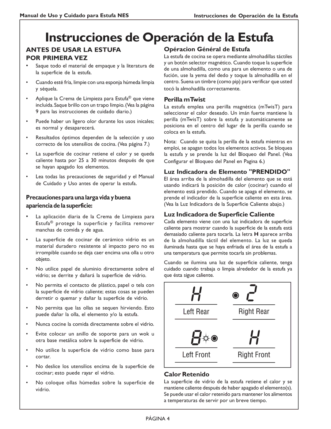 Bosch Appliances NES 930 UC, NES 730 UC Instrucciones de Operación de la Estufa, Antes DE Usar LA Estufa POR Primera VEZ 