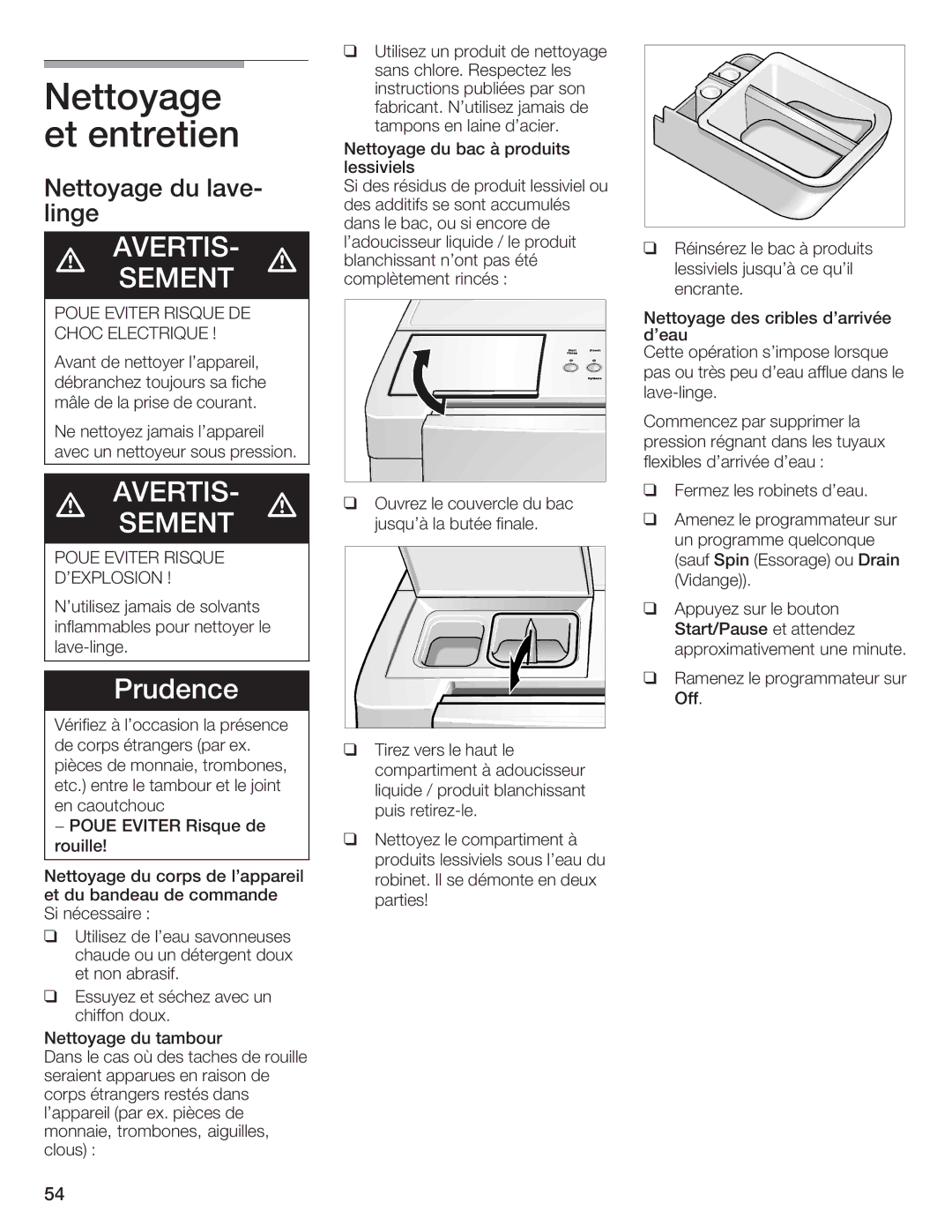 Bosch Appliances Nexxt DLX manual Et entretien, Nettoyage Lave 