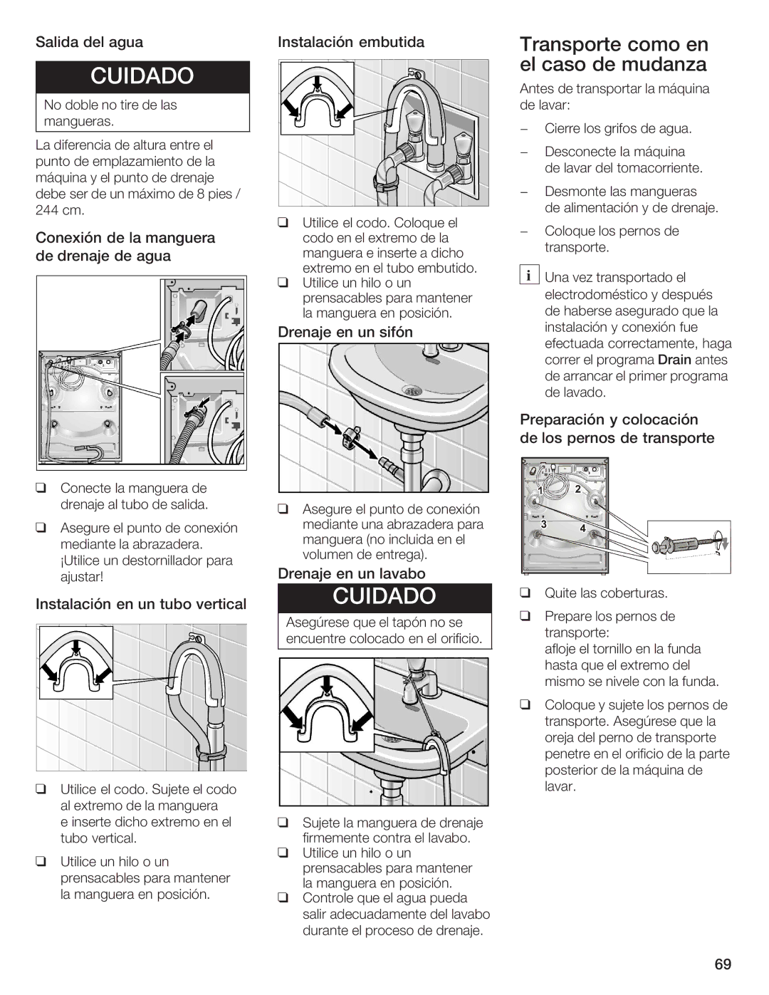 Bosch Appliances Nexxt DLX manual Transporte como en el$caso de mudanza 