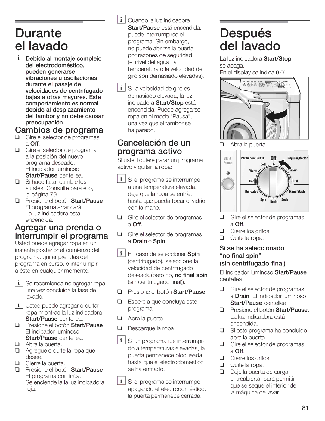 Bosch Appliances Nexxt DLX manual Durante el*lavado, Después Del*lavado 