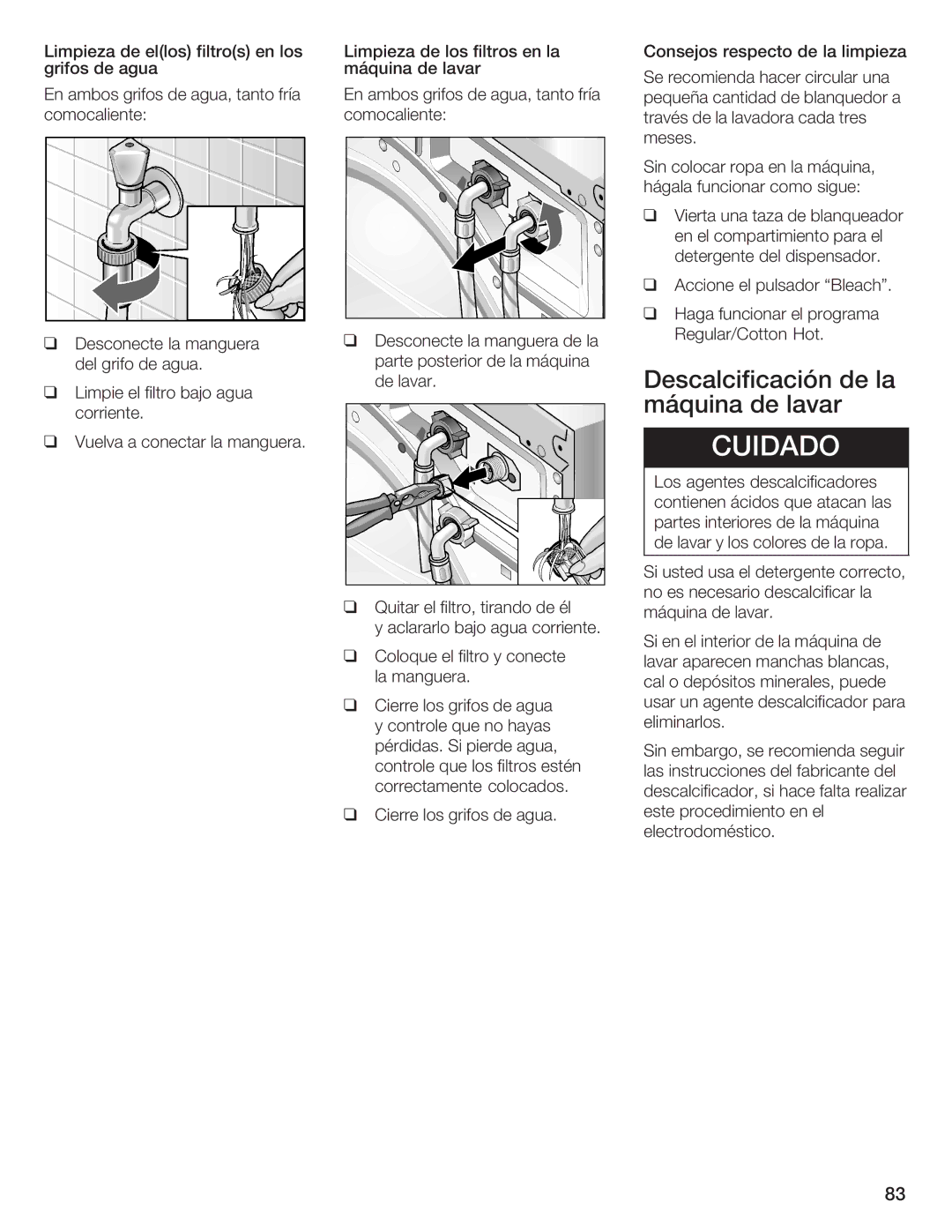 Bosch Appliances Nexxt DLX manual Descalcificación De la, Máquina de Lavar 