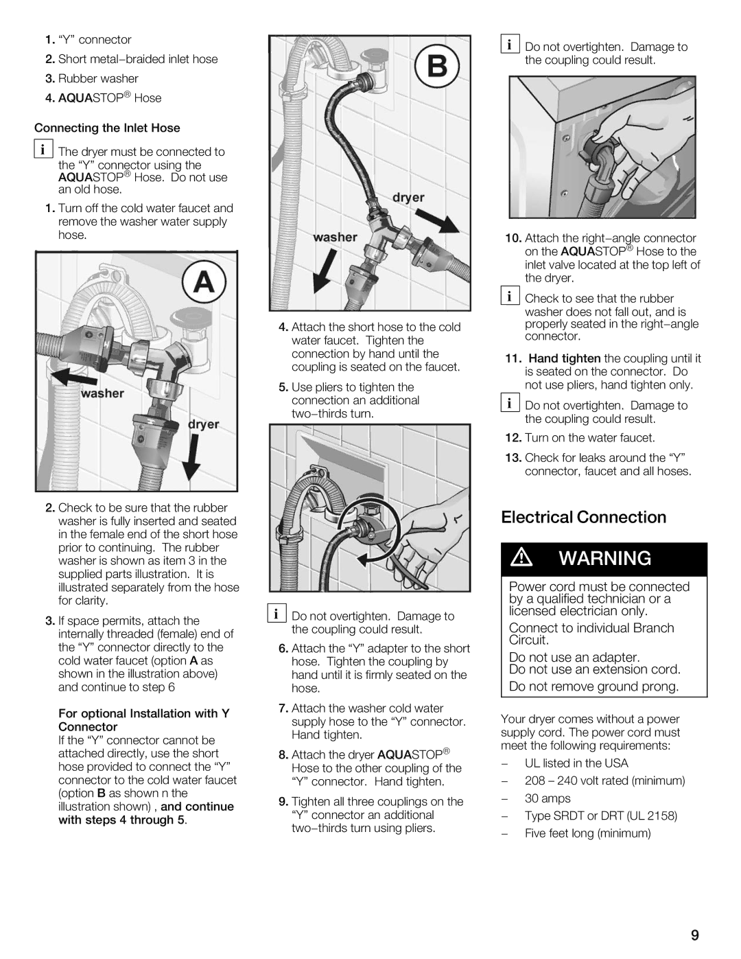 Bosch Appliances Nexxt Series manual Electrical Connection 