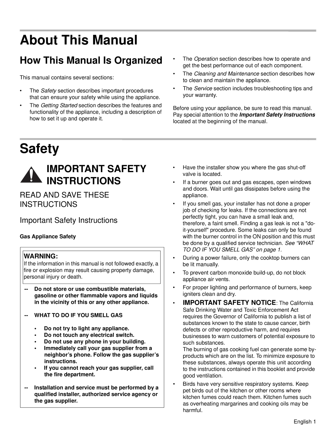 Bosch Appliances NGM manual About This Manual, How This Manual Is Organized, Important Safety Instructions 