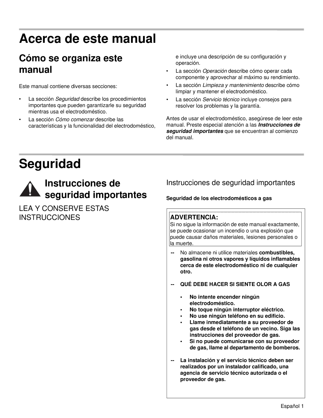 Bosch Appliances NGM Acerca de este manual, Seguridad, Cómo se organiza este manual 