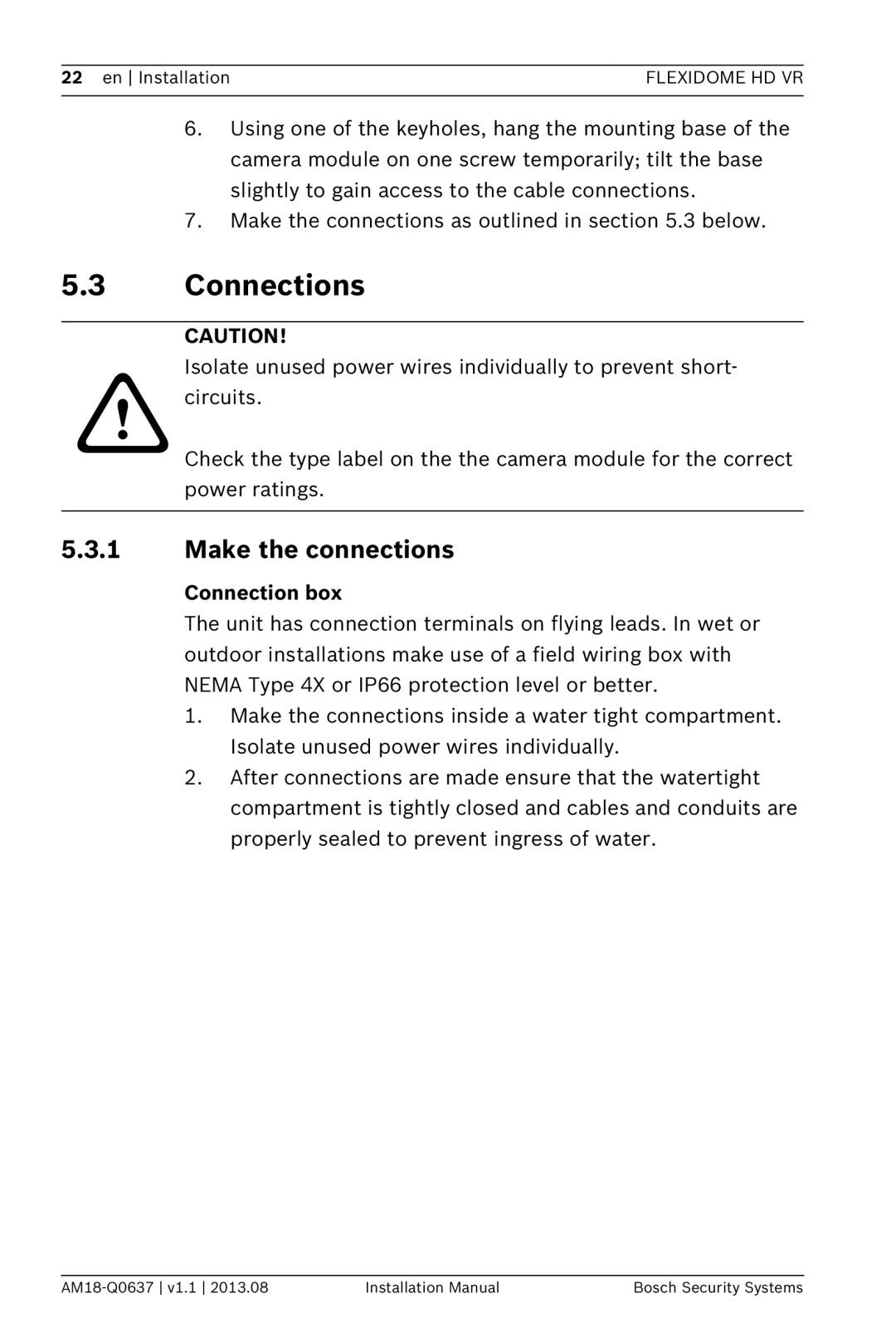 Bosch Appliances NIN-733, NIN-832, NIN-932 installation manual Connections, Make the connections, Connection box 