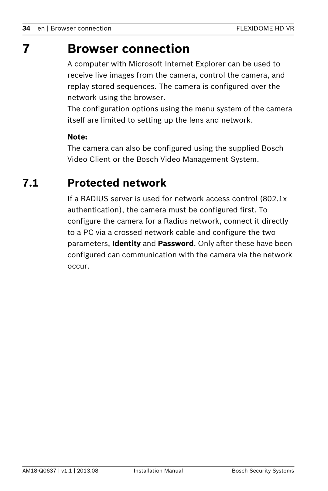 Bosch Appliances NIN-733, NIN-832, NIN-932 installation manual Browser connection, Protected network 