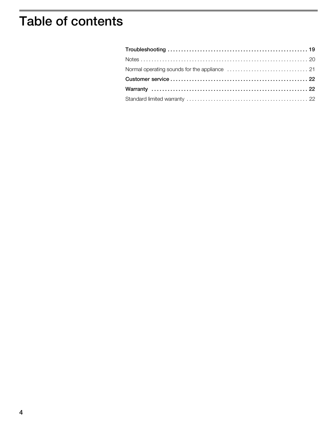 Bosch Appliances NIT8053UC manual Table of contents 