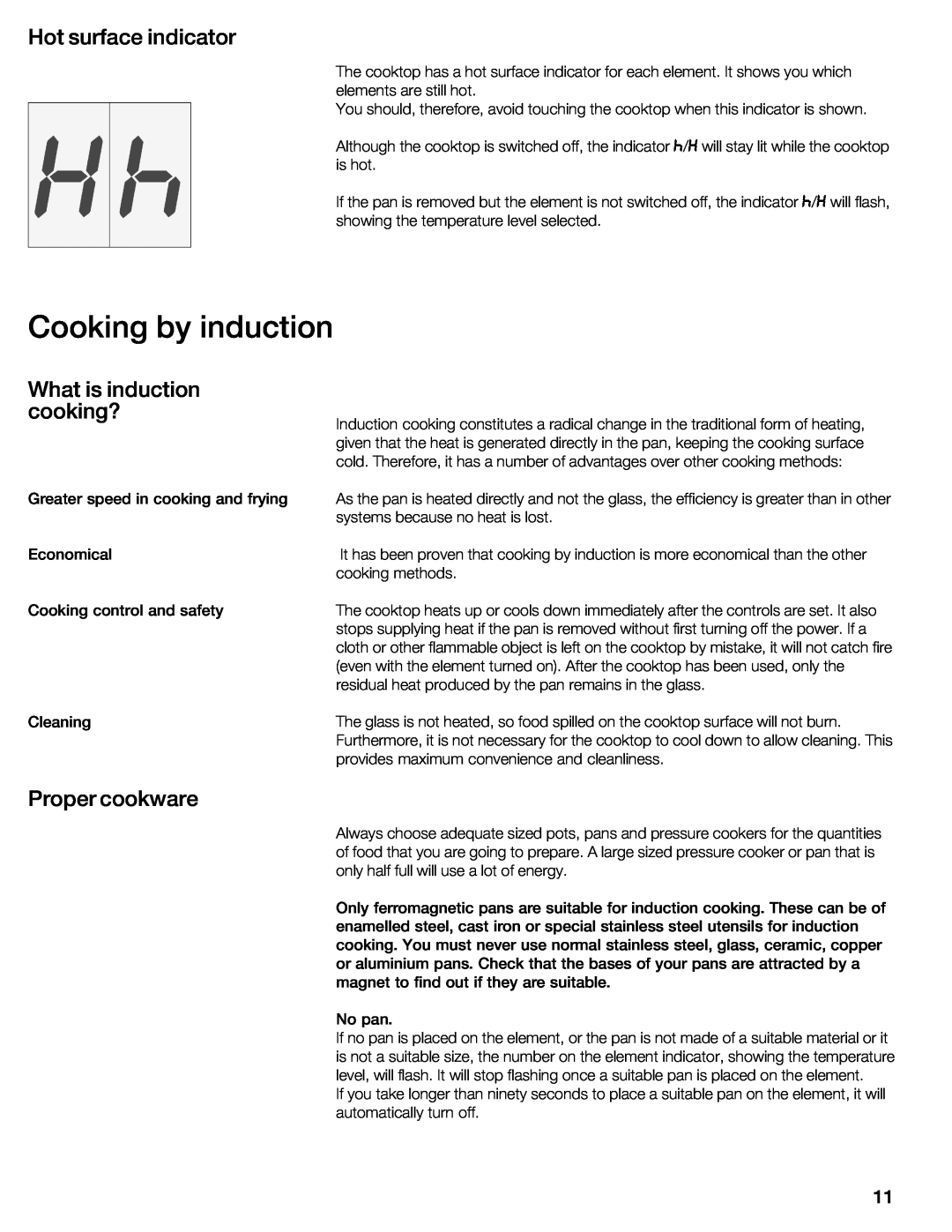 Bosch Appliances NIT8053UC manual Cooking by induction, Hot surface indicator, What is induction cooking?, Proper, cookware 