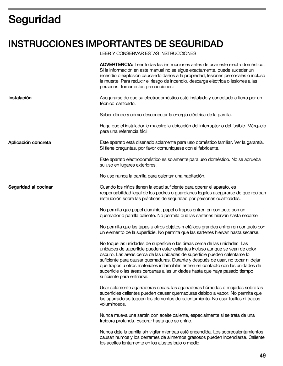 Bosch Appliances NIT8053UC manual Instrucciones Importantes De Seguridad 
