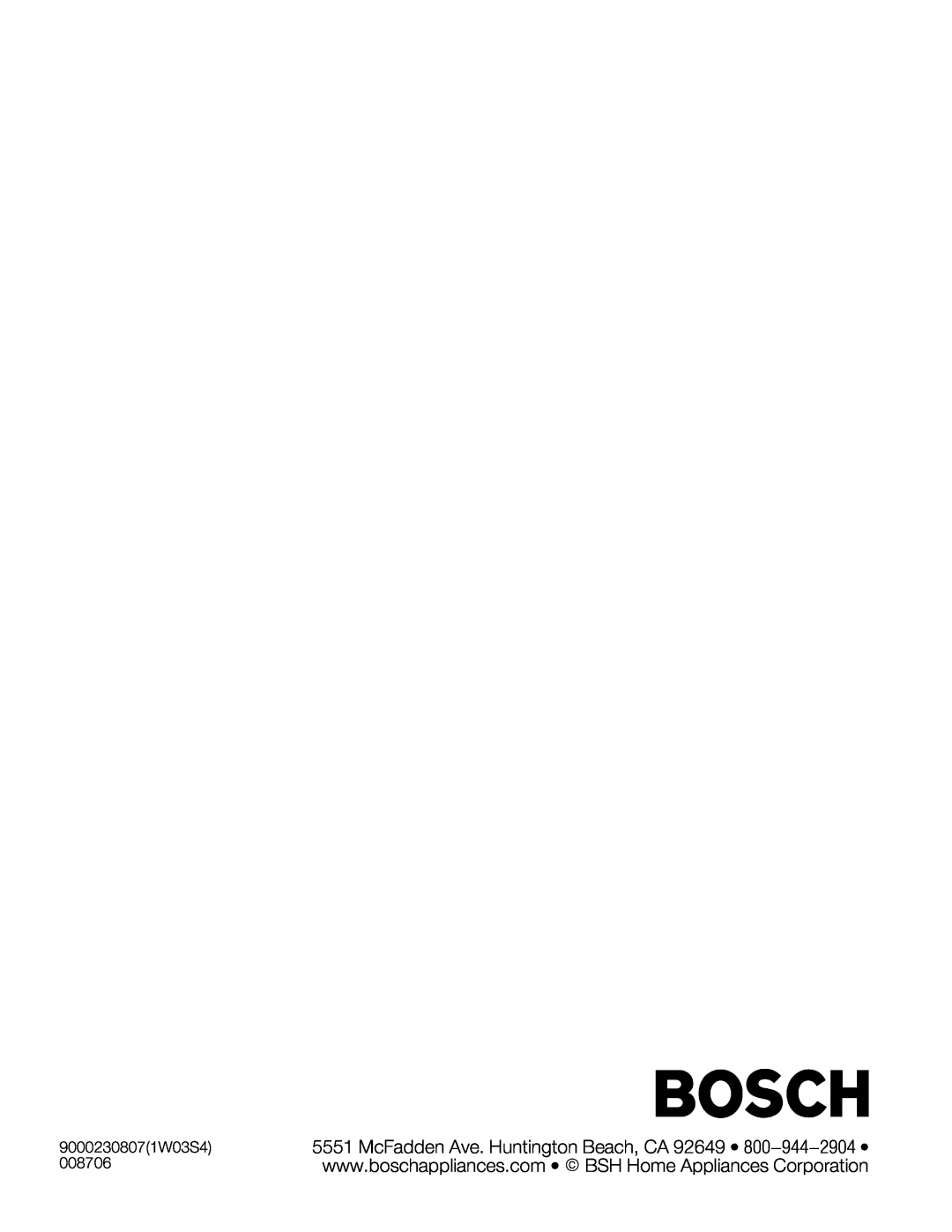 Bosch Appliances NIT8053UC manual 90002308071W03S4, 008706 